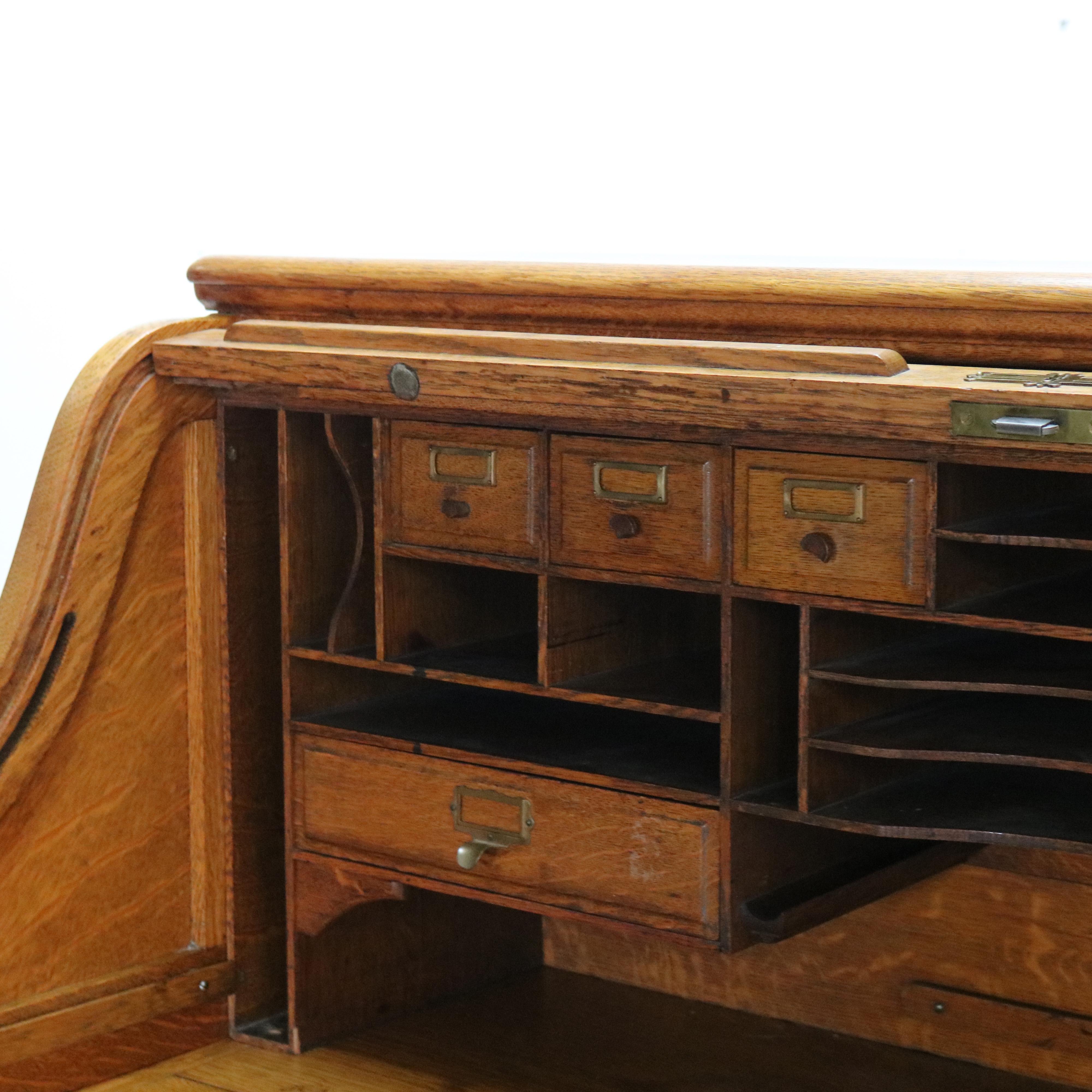Ancien bureau à roulettes en Oak Oak Raised Panel S, Arts & Crafts, C1900 en vente 13