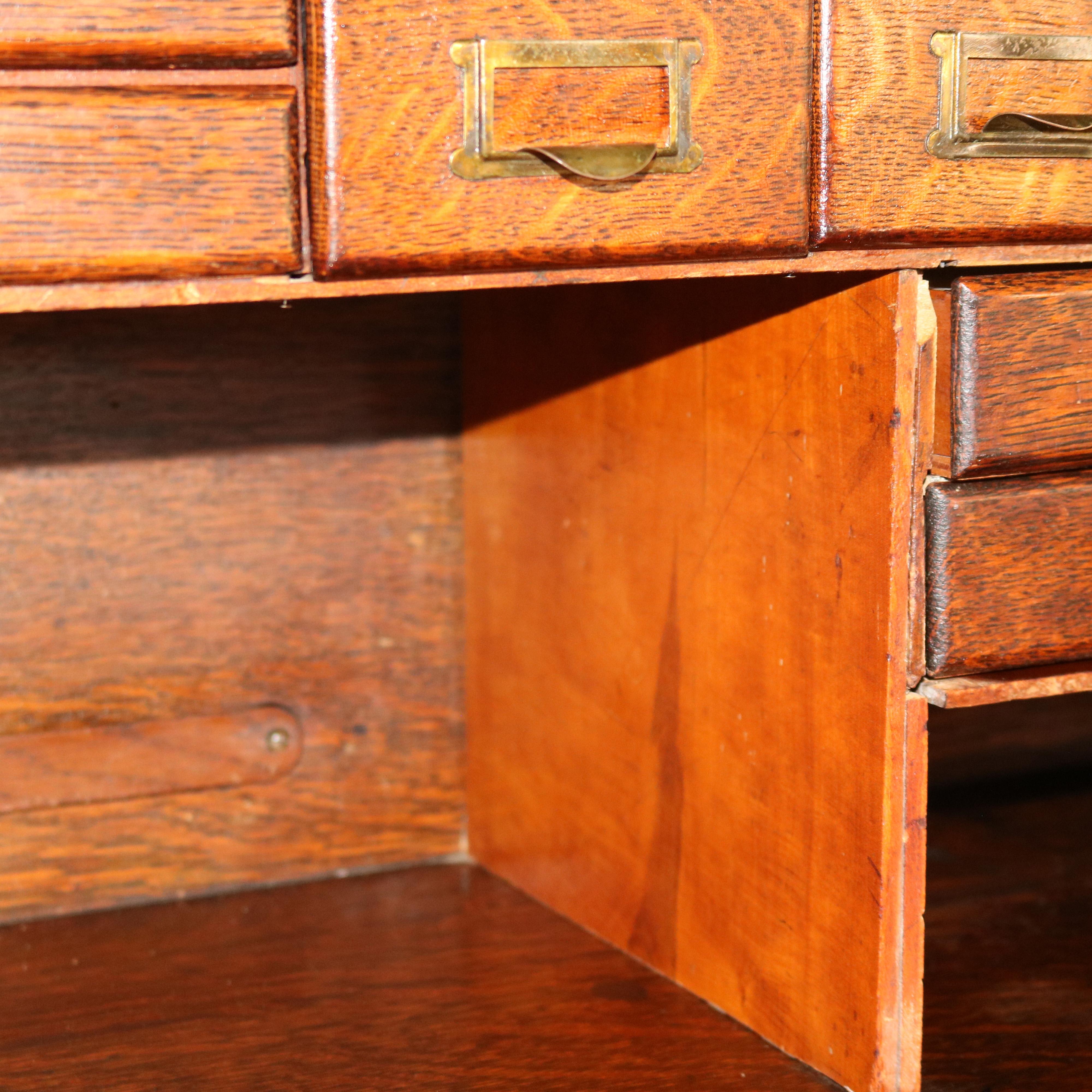 Antique Arts & Crafts Oak Raised Panel S-Roll Top Desk with Full Interior C1900 For Sale 8