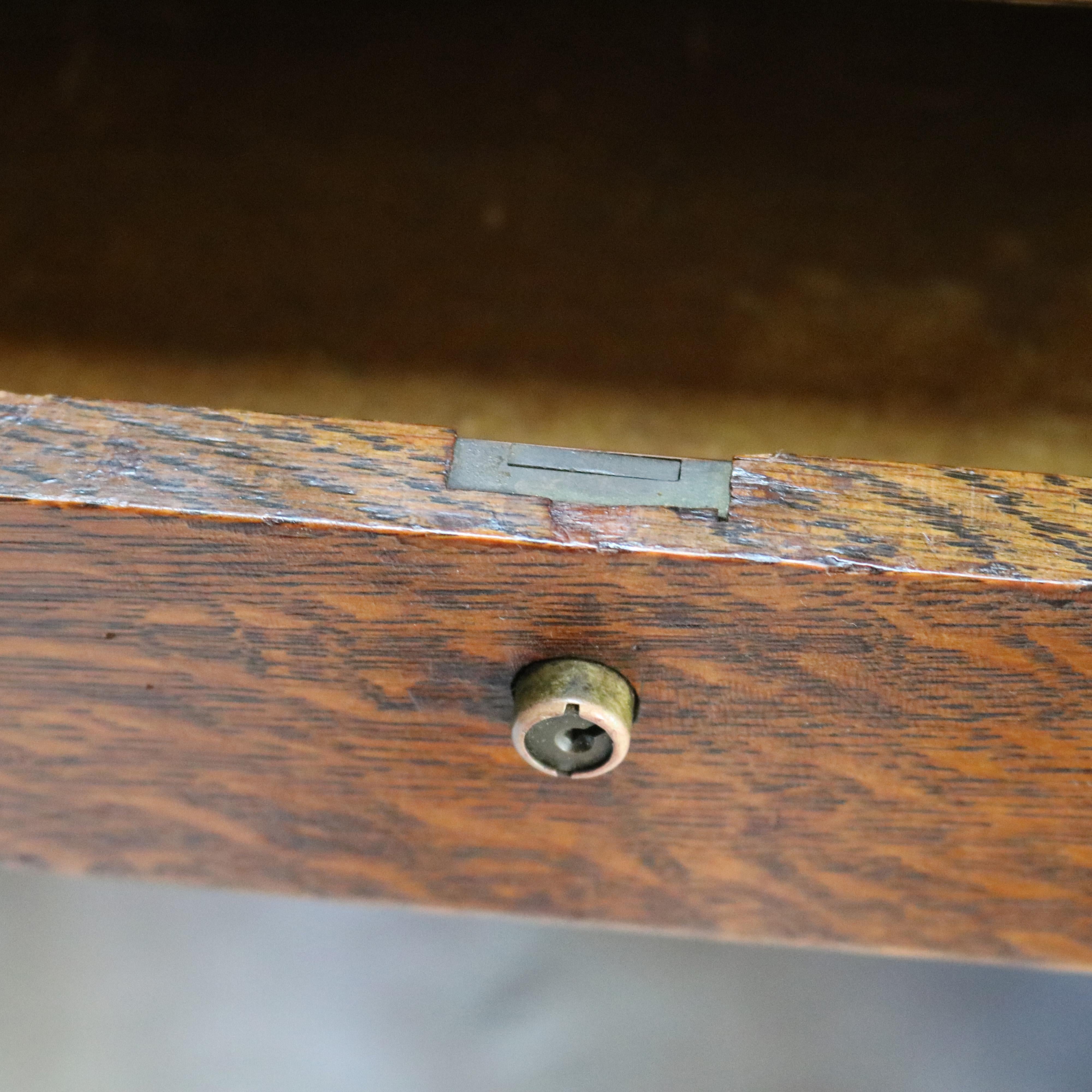 Antique Arts & Crafts Oak Raised Panel S-Roll Top Desk with Full Interior C1900 For Sale 11