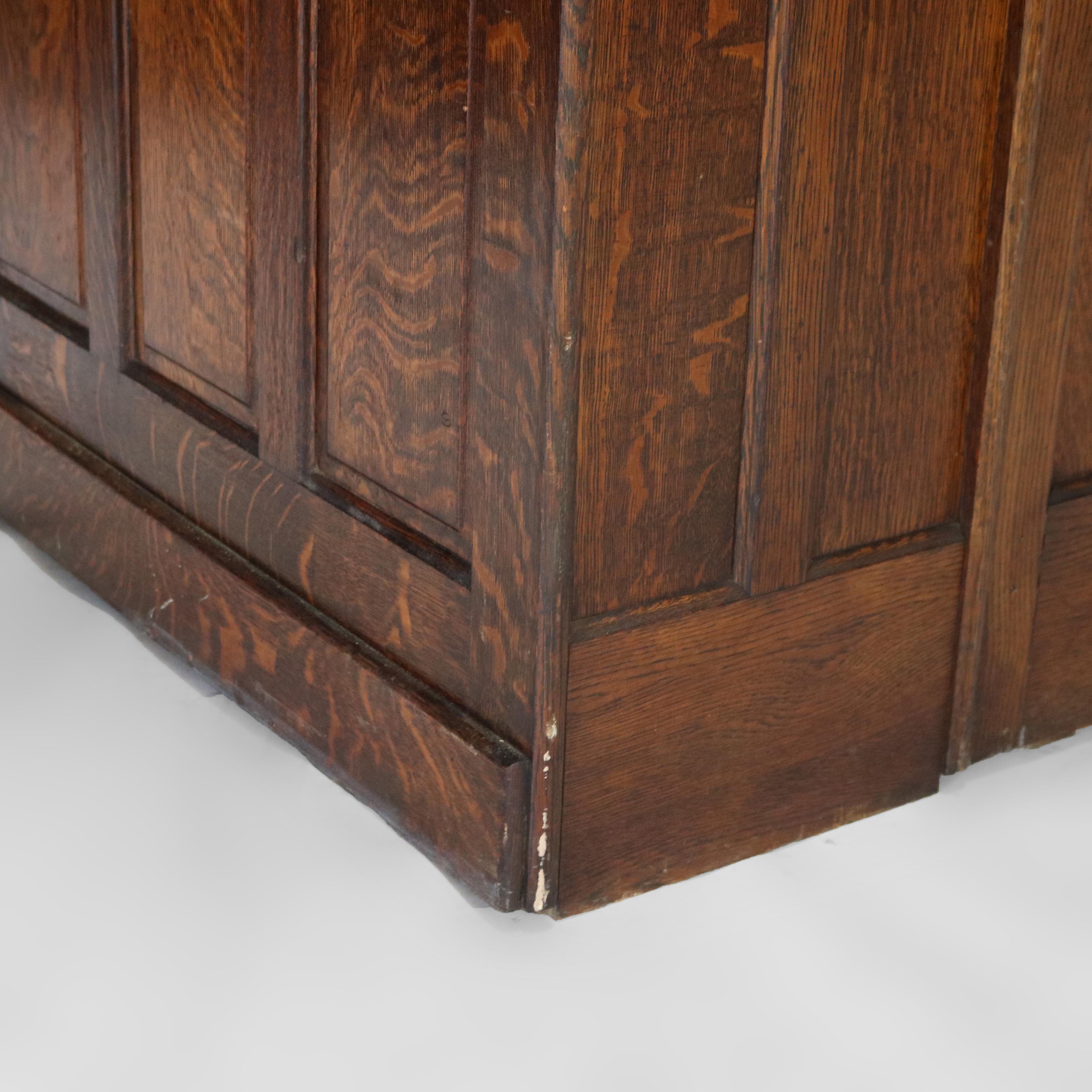 Antique Arts & Crafts Oak Raised Panel S-Roll Top Desk with Full Interior C1900 For Sale 14