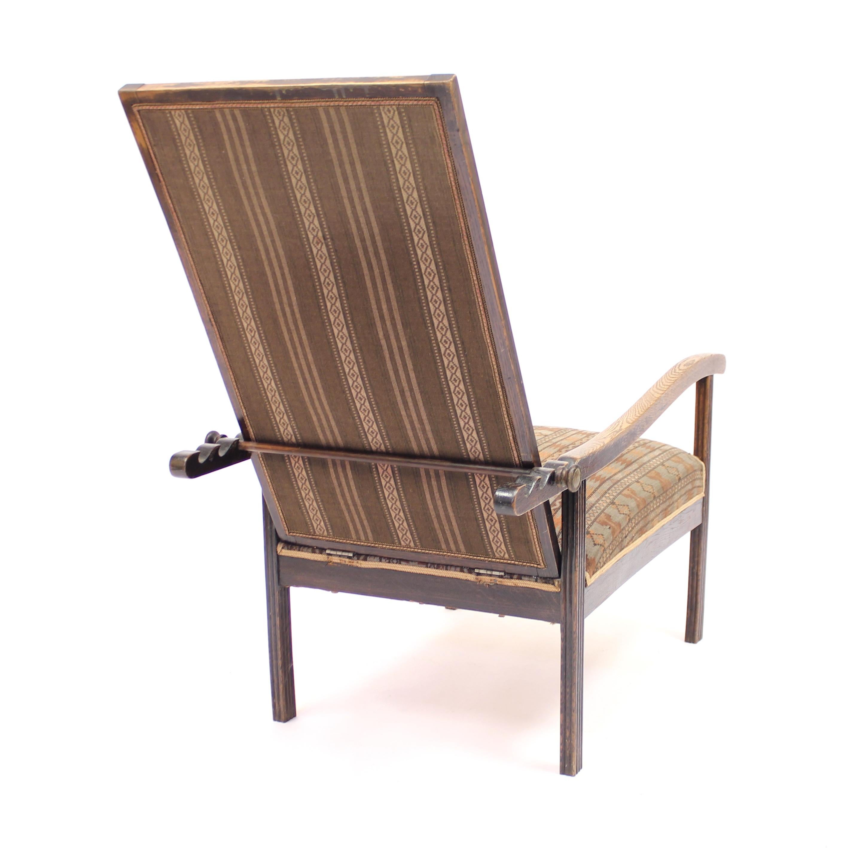 Sedia reclinabile antica Arts & Crafts Oak, inizio XX secolo in vendita 4