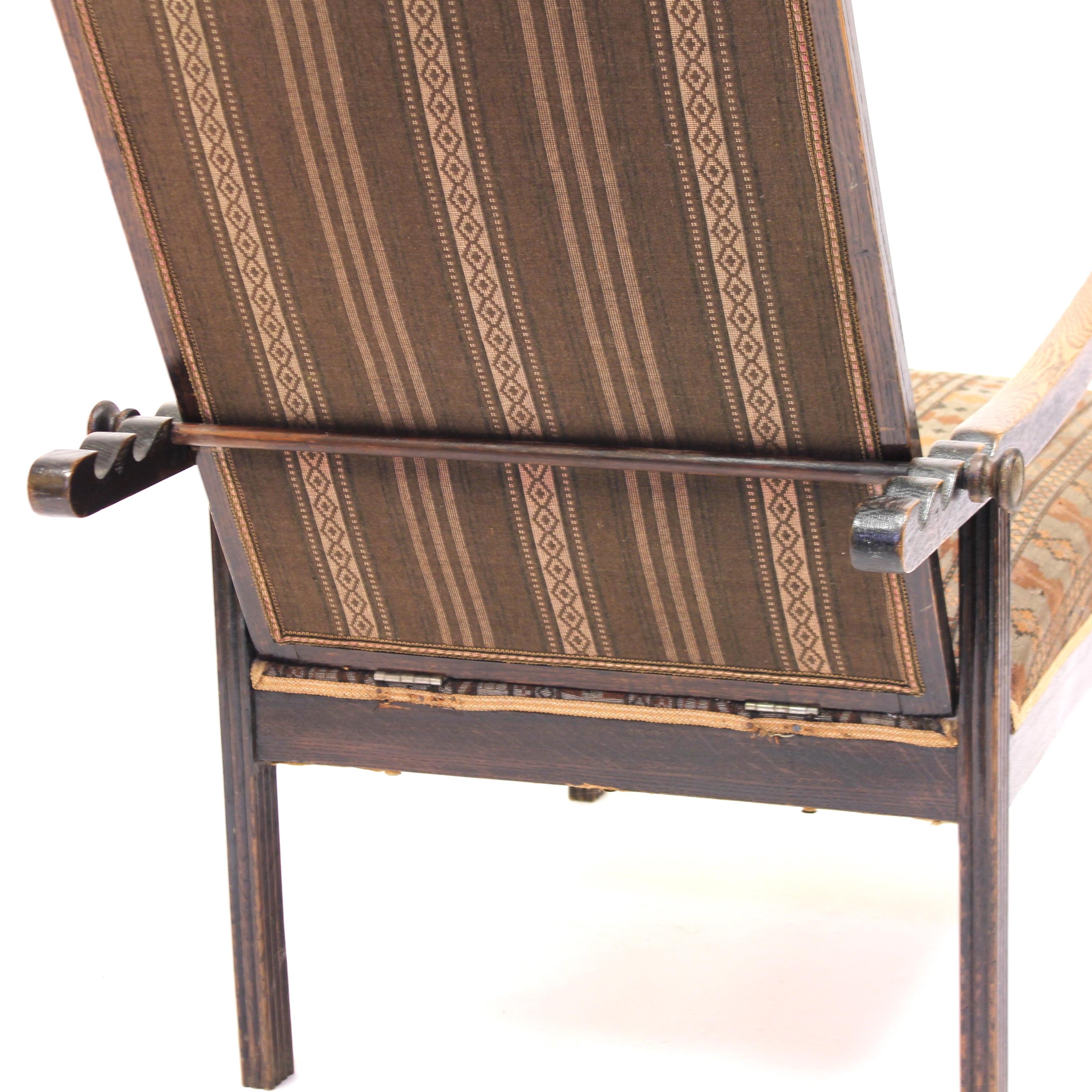 Sedia reclinabile antica Arts & Crafts Oak, inizio XX secolo in vendita 5