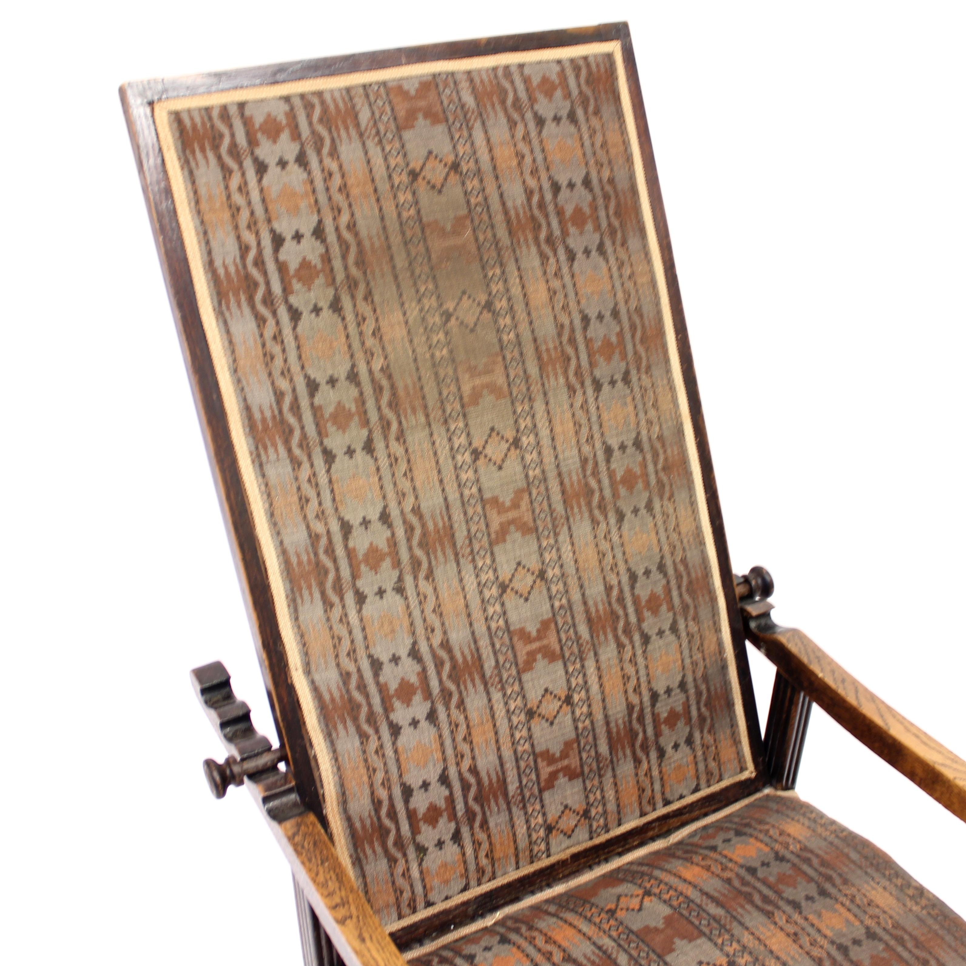 Sedia reclinabile antica Arts & Crafts Oak, inizio XX secolo in vendita 8