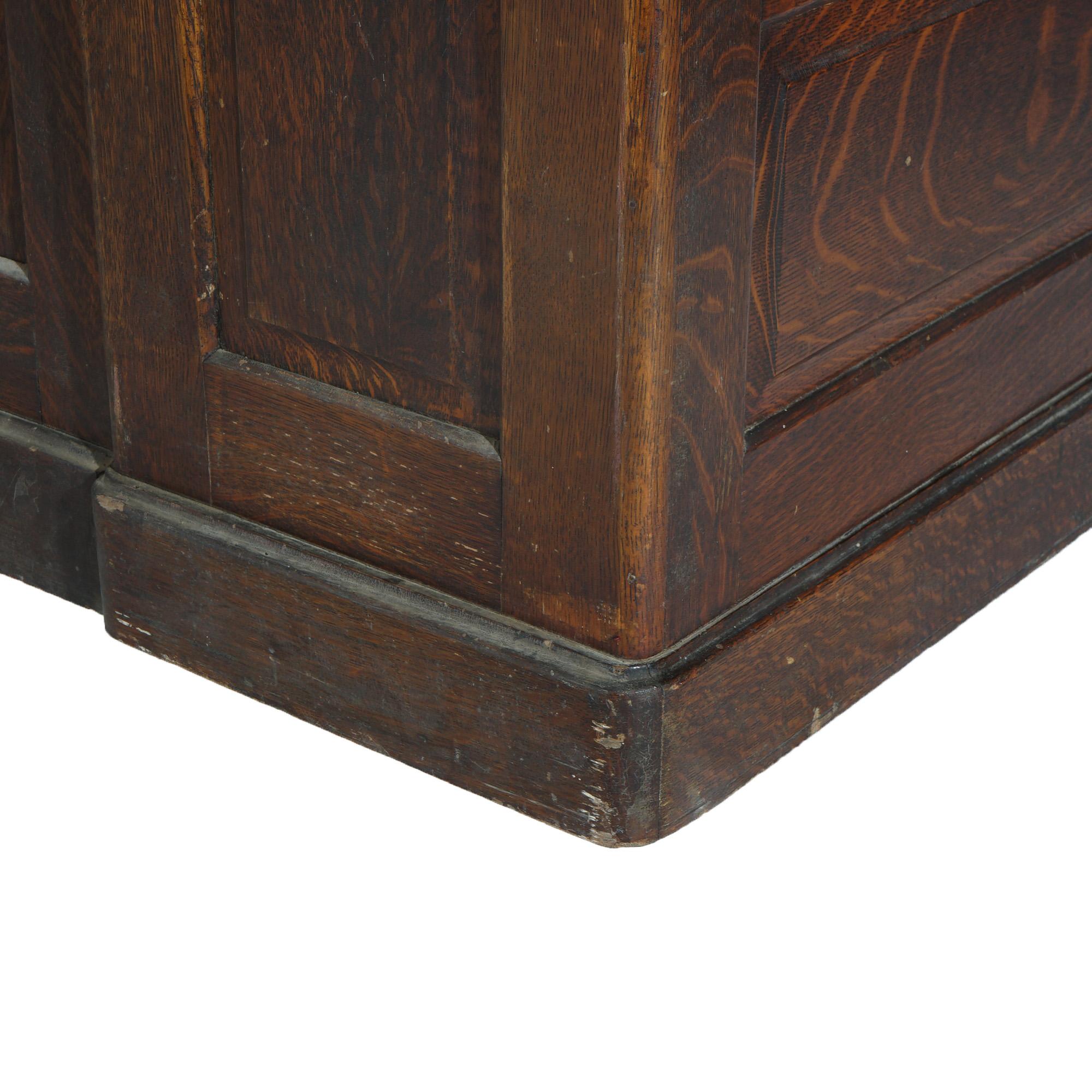 Antique Arts & Crafts Oak Roll Top Paneled Desk with Full Interior C1900 11