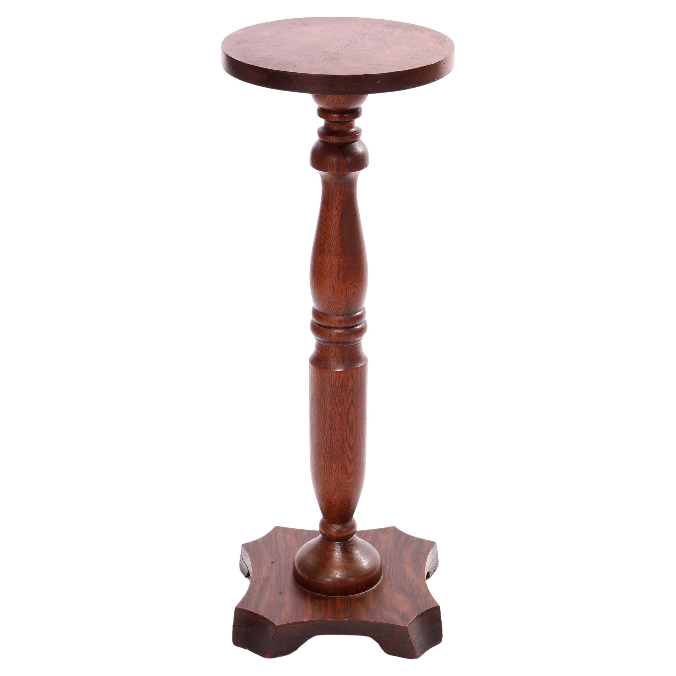 Antique Arts & Crafts Oak Sculpture Pedestal Circa 1910 For Sale