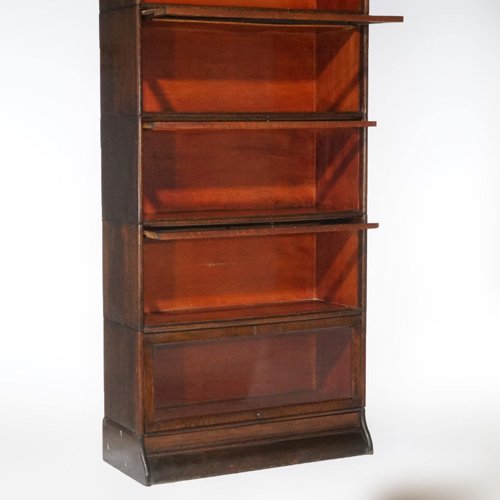 Antique Arts & Crafts Oak Six-Stack Barrister Bookcase Circa 1910 1