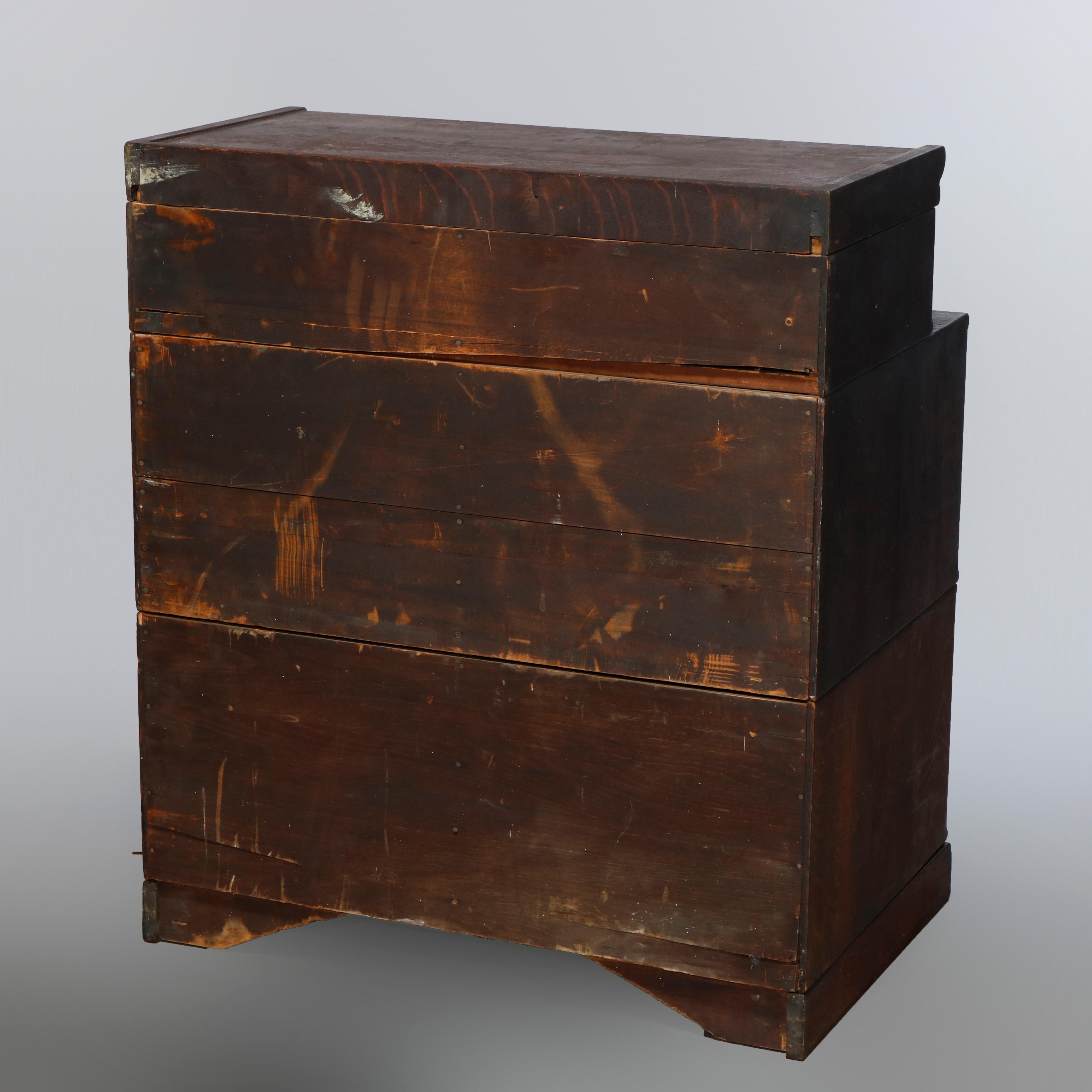 Antique Arts & Crafts Oak Three-Stack Filing Cabinet, C1910 12