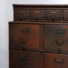 Antique Arts & Crafts Oak Three-Stack Filing Cabinet, C1910