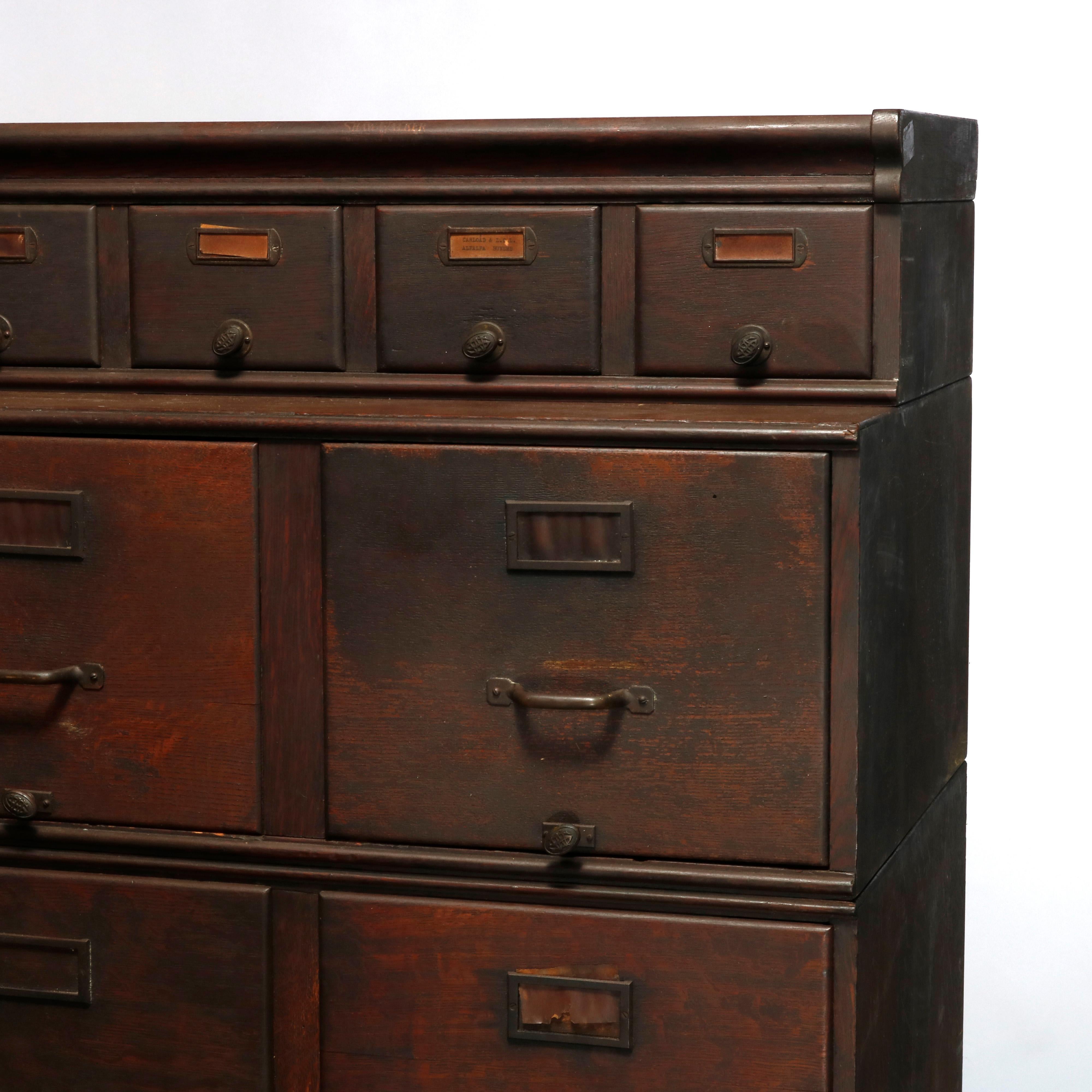 Arts and Crafts Antique Arts & Crafts Oak Three-Stack Filing Cabinet, C1910