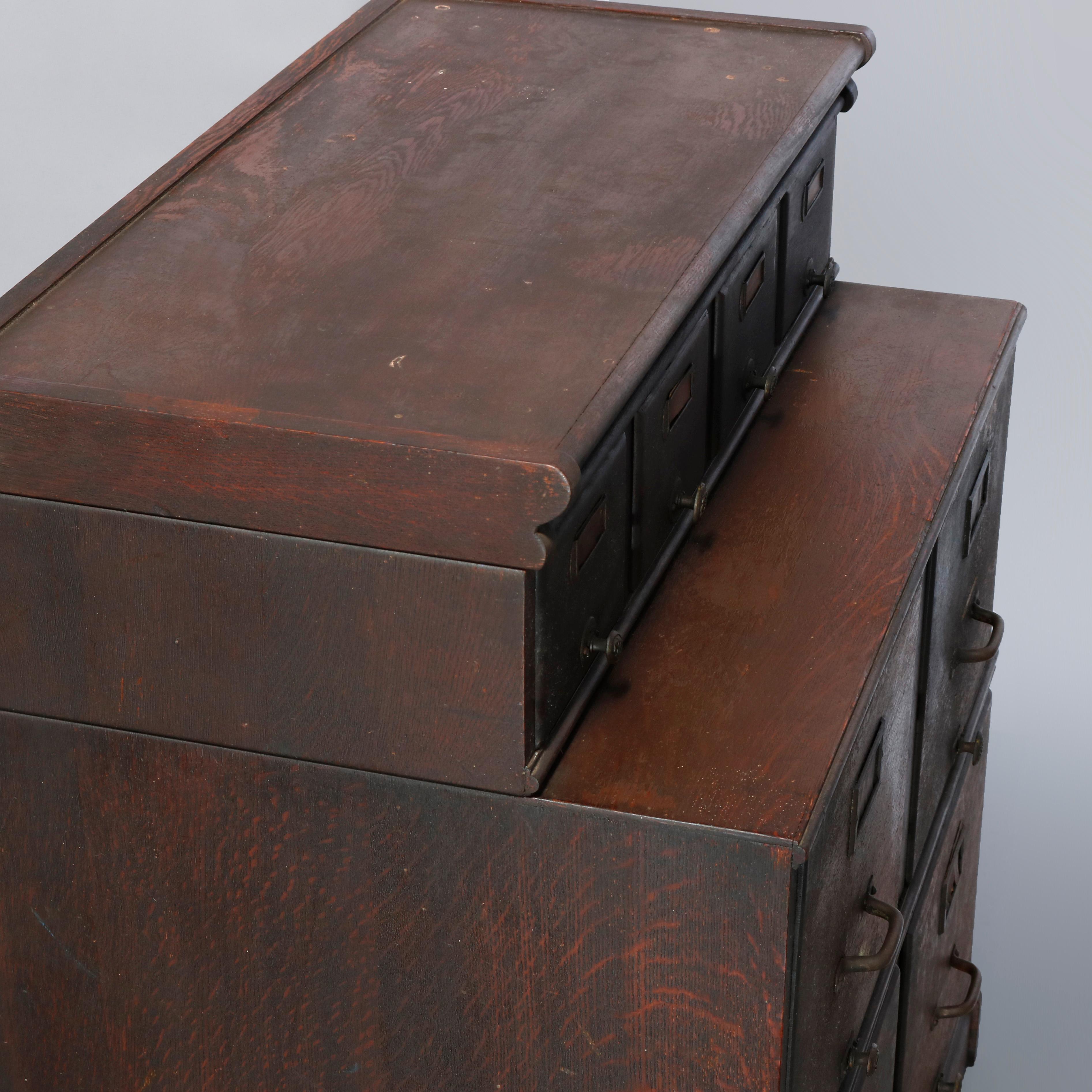 American Antique Arts & Crafts Oak Three-Stack Filing Cabinet, C1910