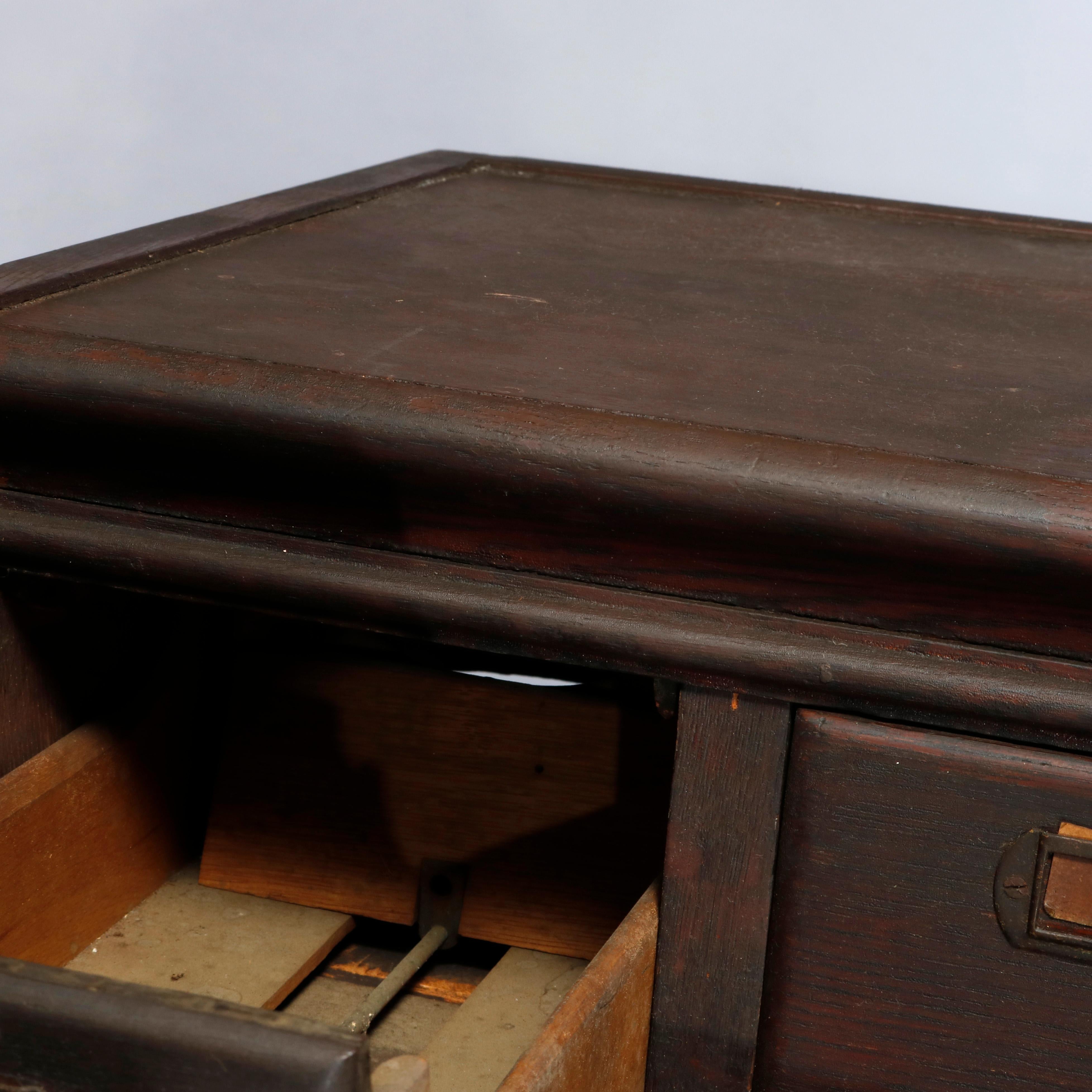 Antique Arts & Crafts Oak Three-Stack Filing Cabinet, C1910 1