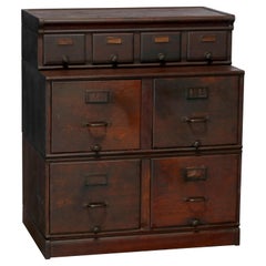 Used Arts & Crafts Oak Three-Stack Filing Cabinet, C1910