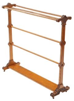 Antique Arts & Crafts Oak Towel Rail Stand – Large c.1900, Fine Quality