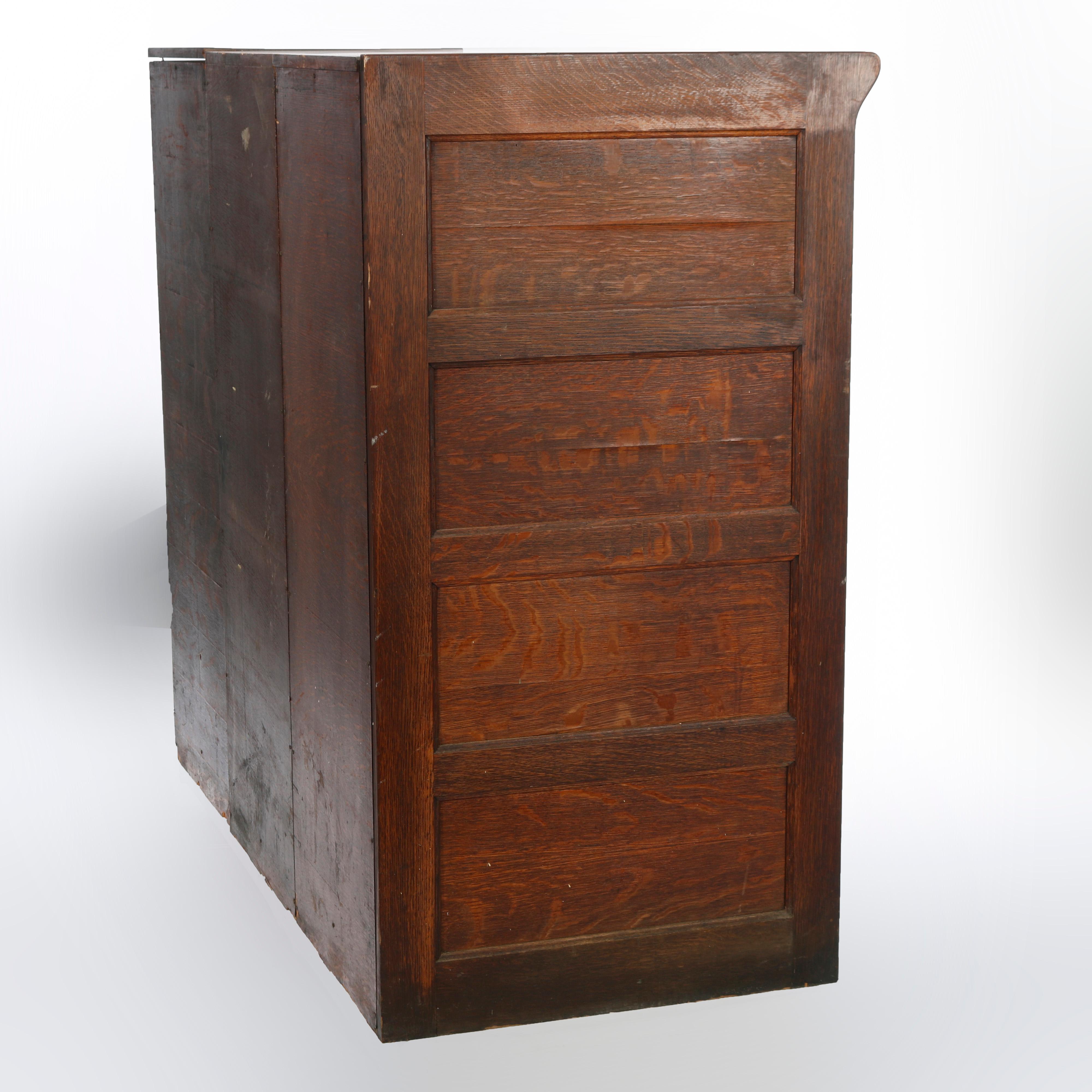 Antique Arts & Crafts Oak Triple Section Legal File Cabinets, Yawman Erbe, c1910 2