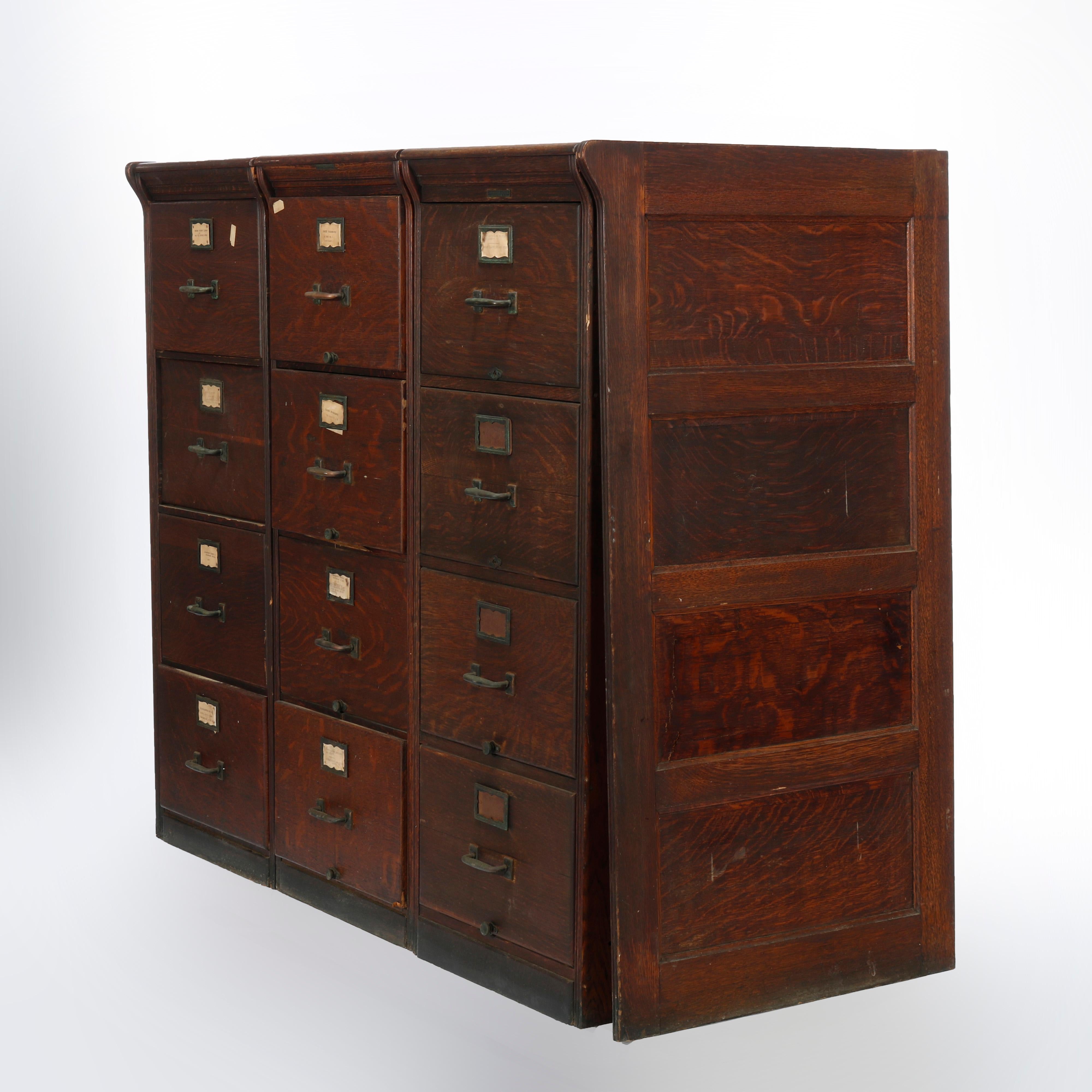 vintage oak file cabinet