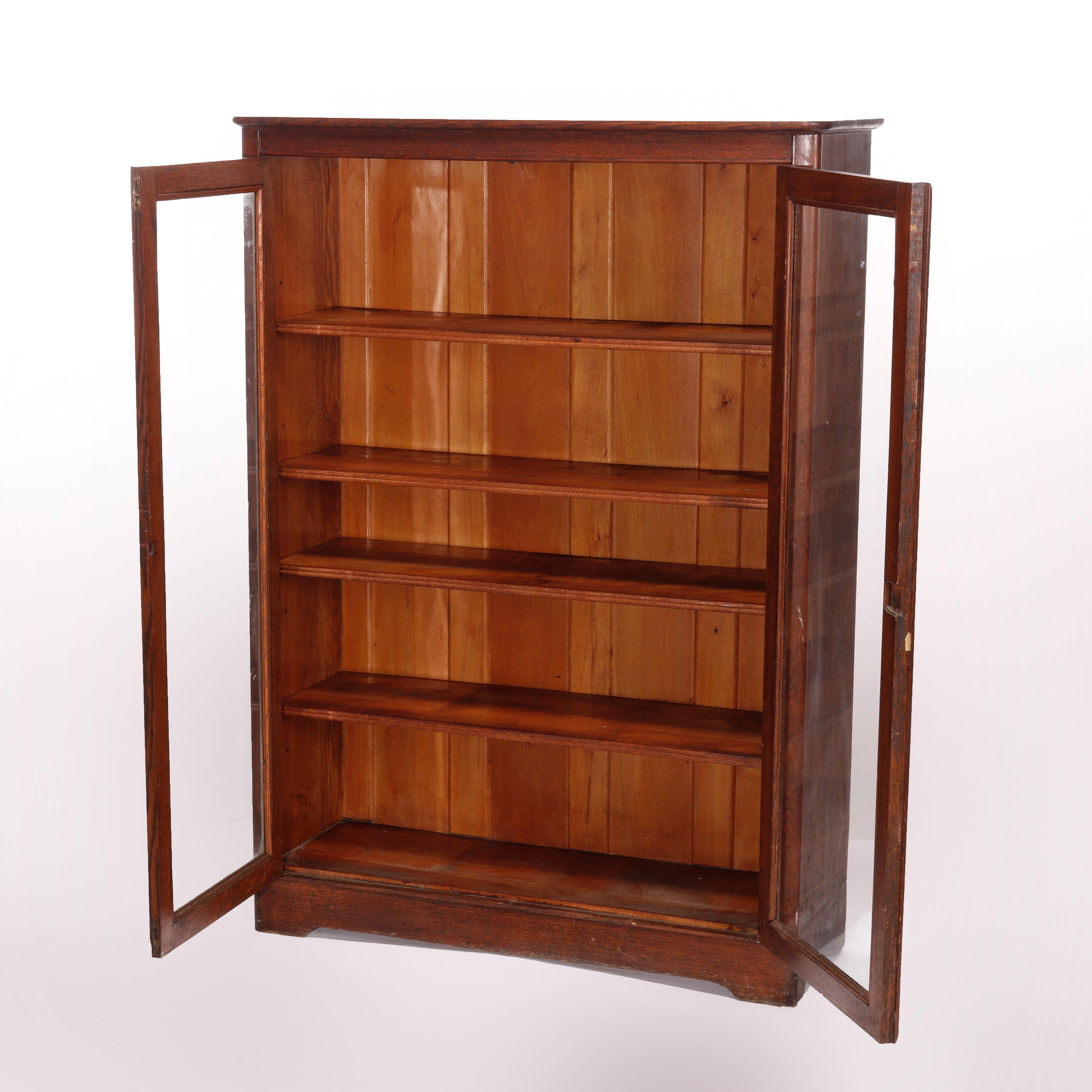 Antique Arts and Crafts Oak TwoDoor Enclosed Bookcase, C1910 at