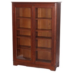 Antique Arts & Crafts Oak Two-Door Enclosed Bookcase, C1910