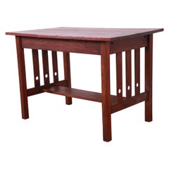 Antique Arts 
Crafts Oak Writing Desk in the Manner of Stickley Brothers