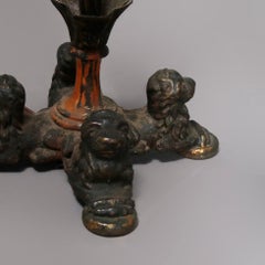 Antique Arts & Crafts Oscar Bach School Figural Bronzed Torchiere Lamps
