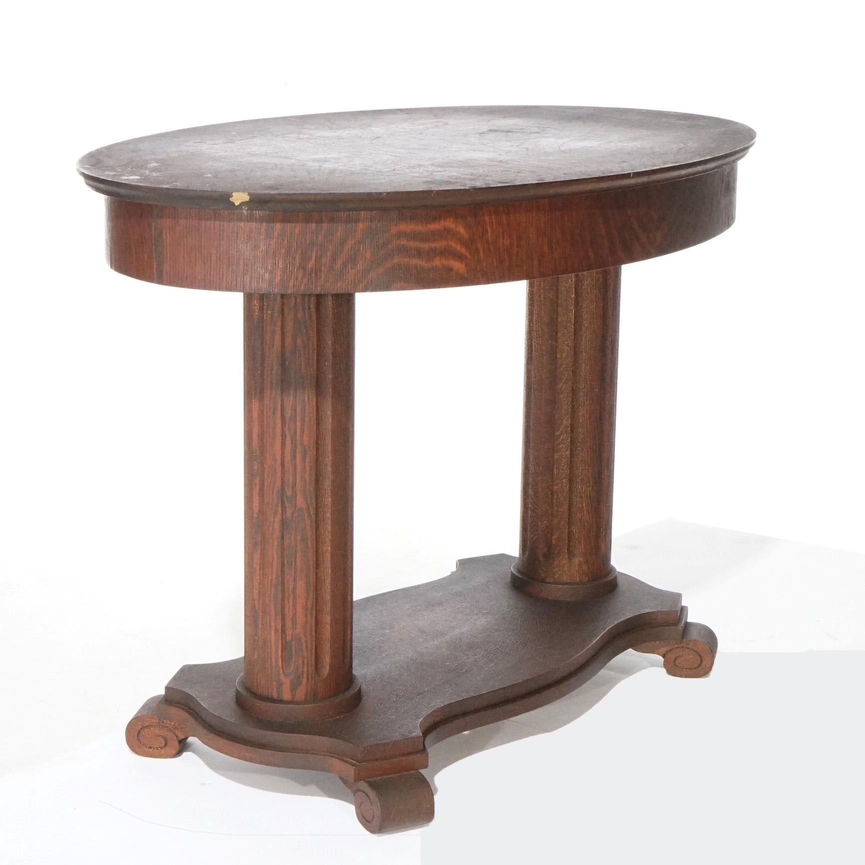 antique oak library table