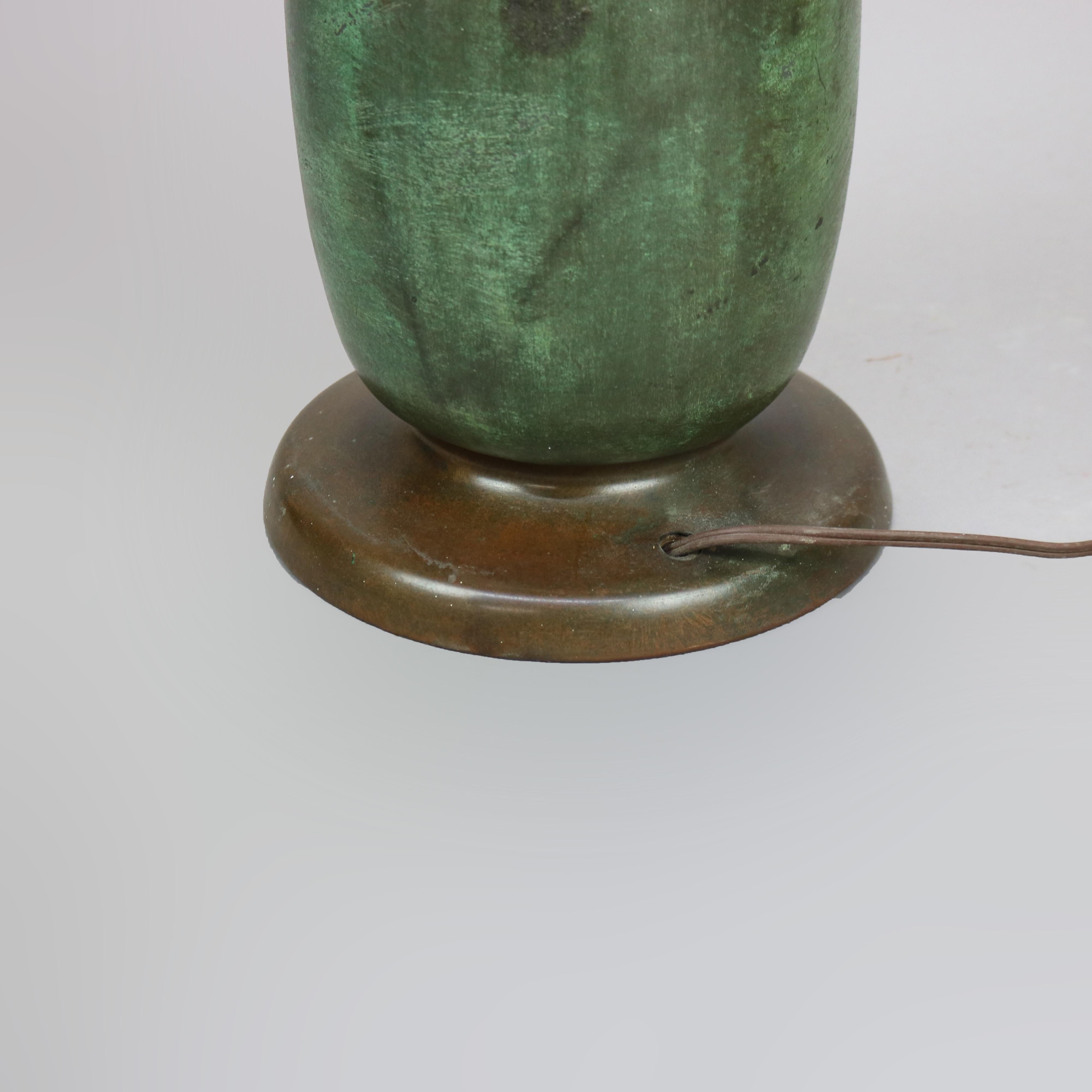 Antique Arts & Crafts Oversized Figural Charles Parker Leaded Glass Lamp, c1920 7