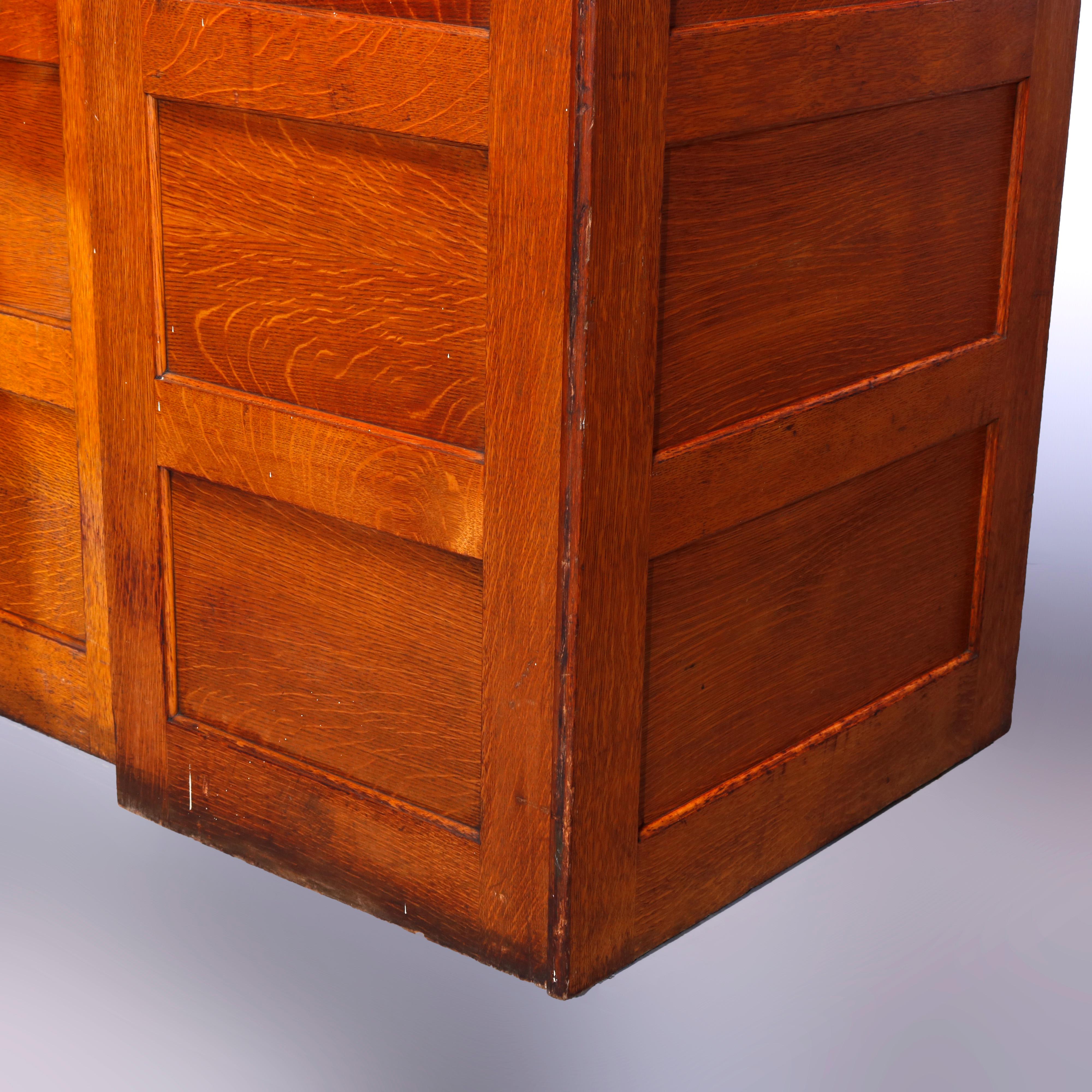 Antique Arts & Crafts Pair of Yale Oak Four Drawer File Cabinets, Circa 1910 5
