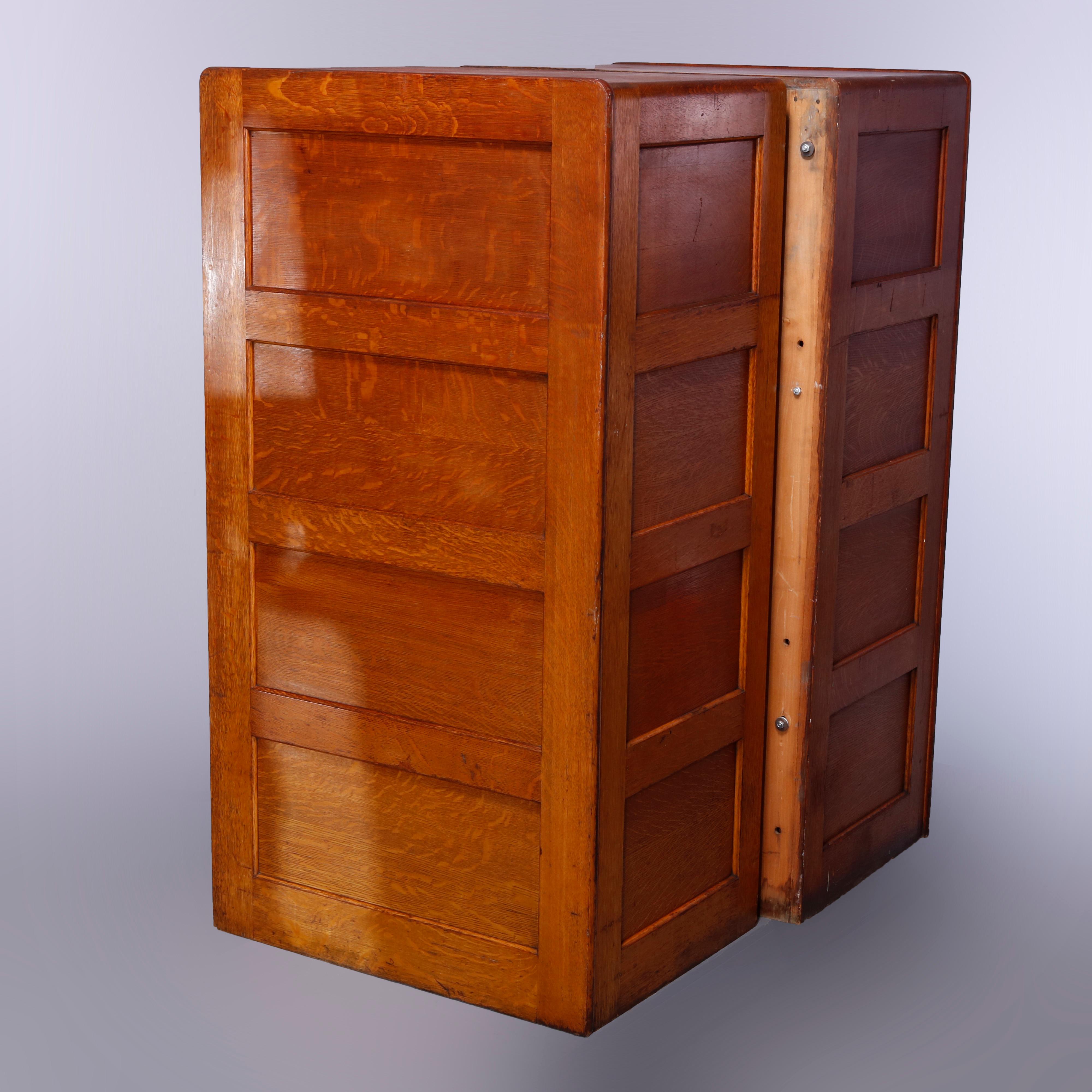 Antique Arts & Crafts Pair of Yale Oak Four Drawer File Cabinets, Circa 1910 6