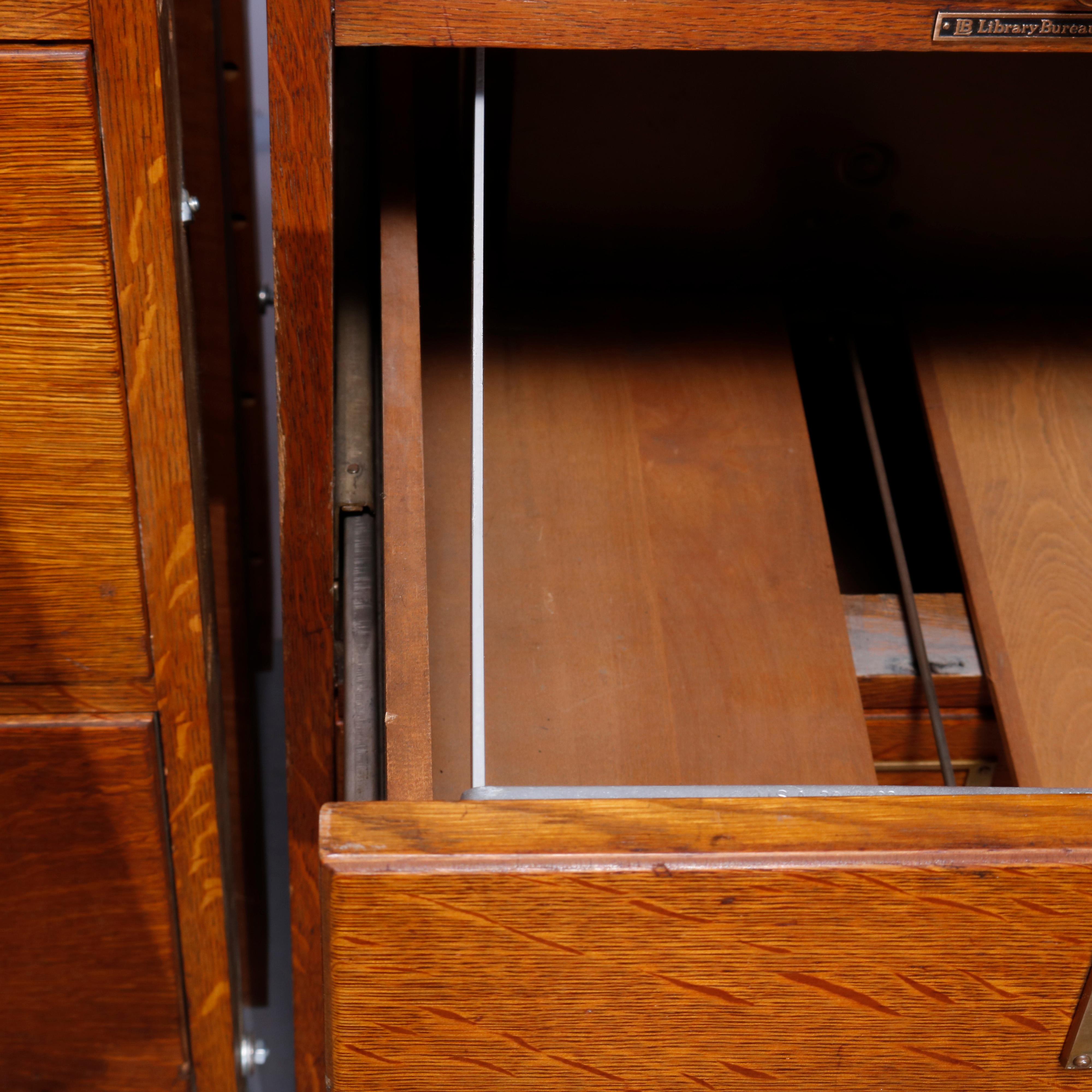 American Antique Arts & Crafts Pair of Yale Oak Four Drawer File Cabinets, Circa 1910