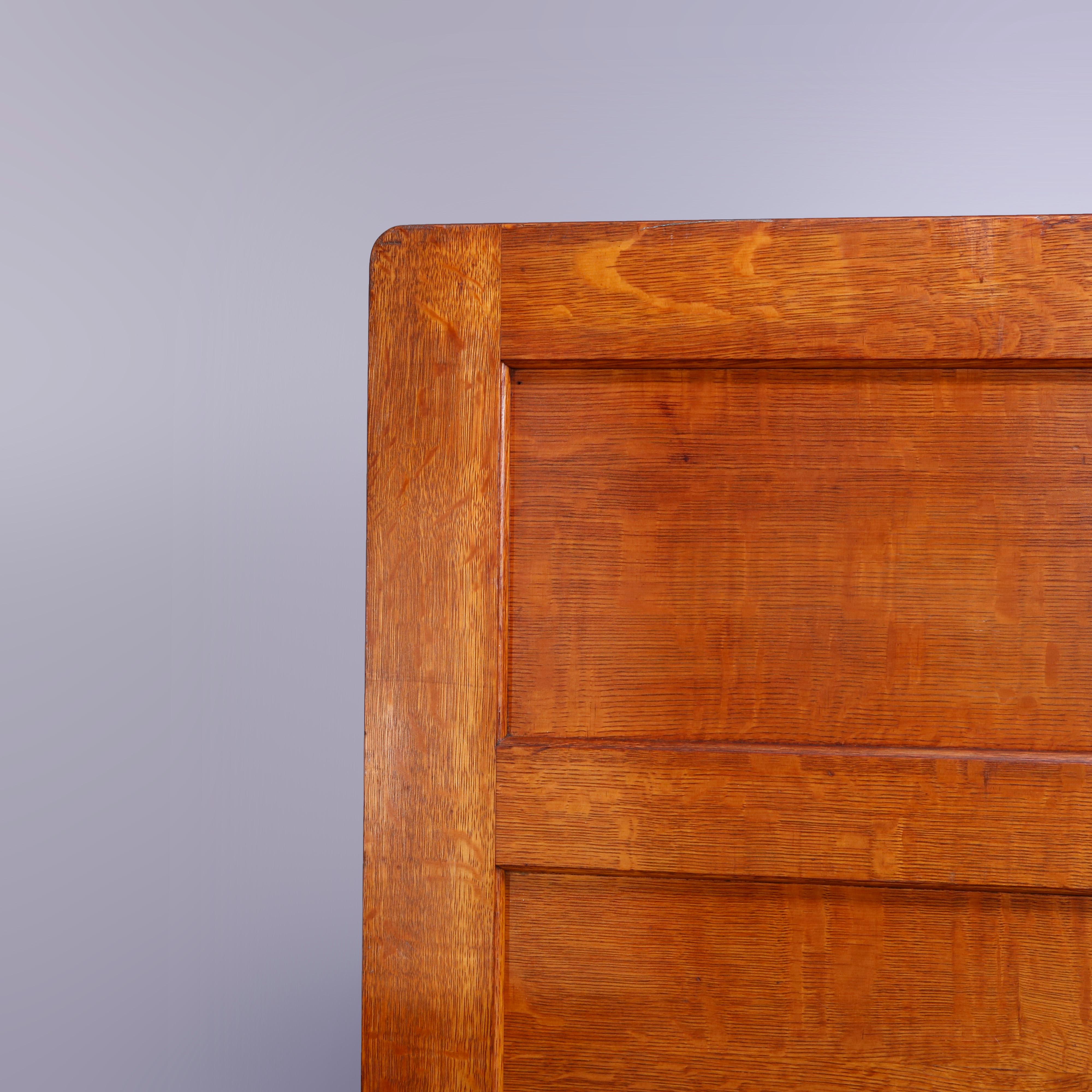 Metal Antique Arts & Crafts Pair of Yale Oak Four Drawer File Cabinets, Circa 1910