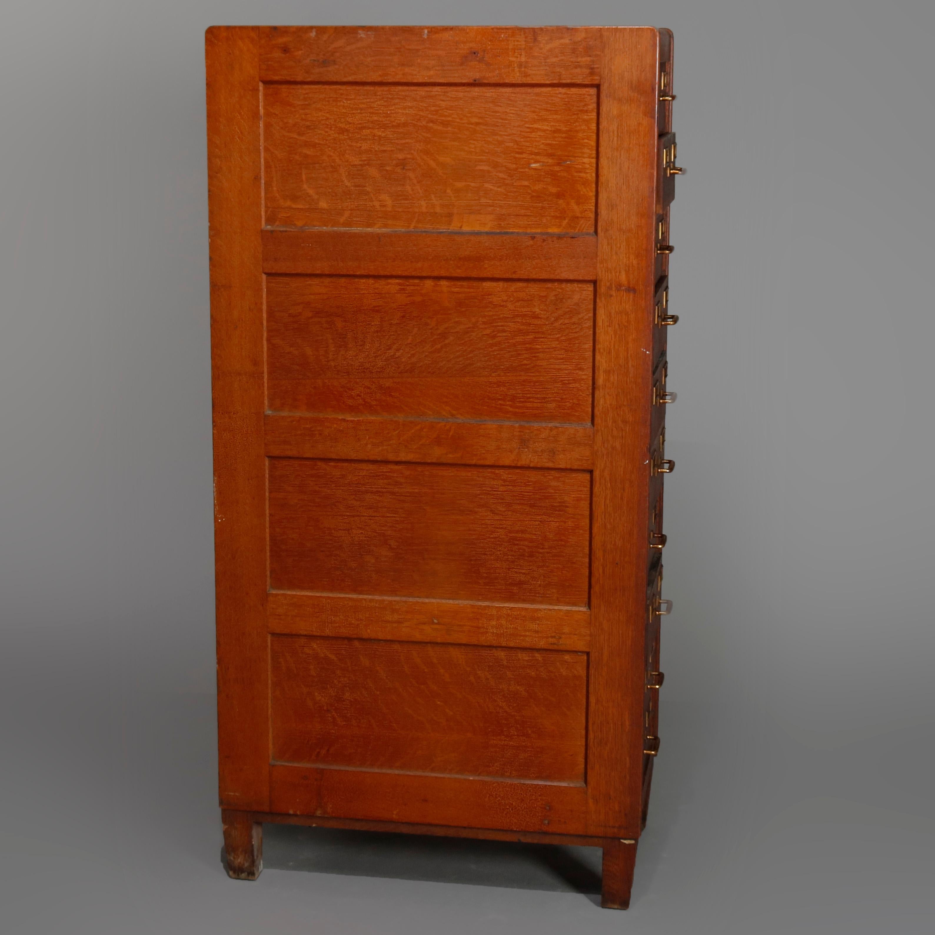 Arts and Crafts Antique Arts & Crafts Paneled Oak 10-Drawer Filing Cabinet, Yawmen & Erbe
