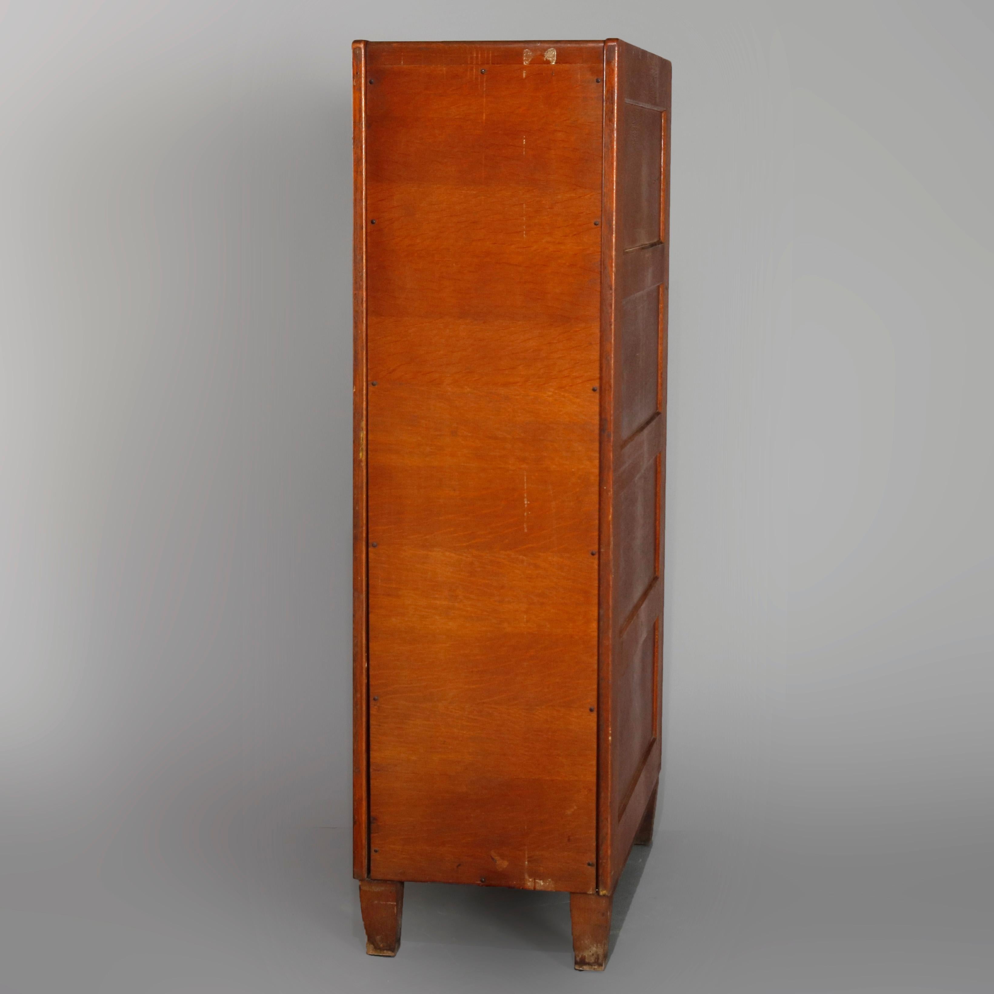 Cast Antique Arts & Crafts Paneled Oak 10-Drawer Filing Cabinet, Yawmen & Erbe