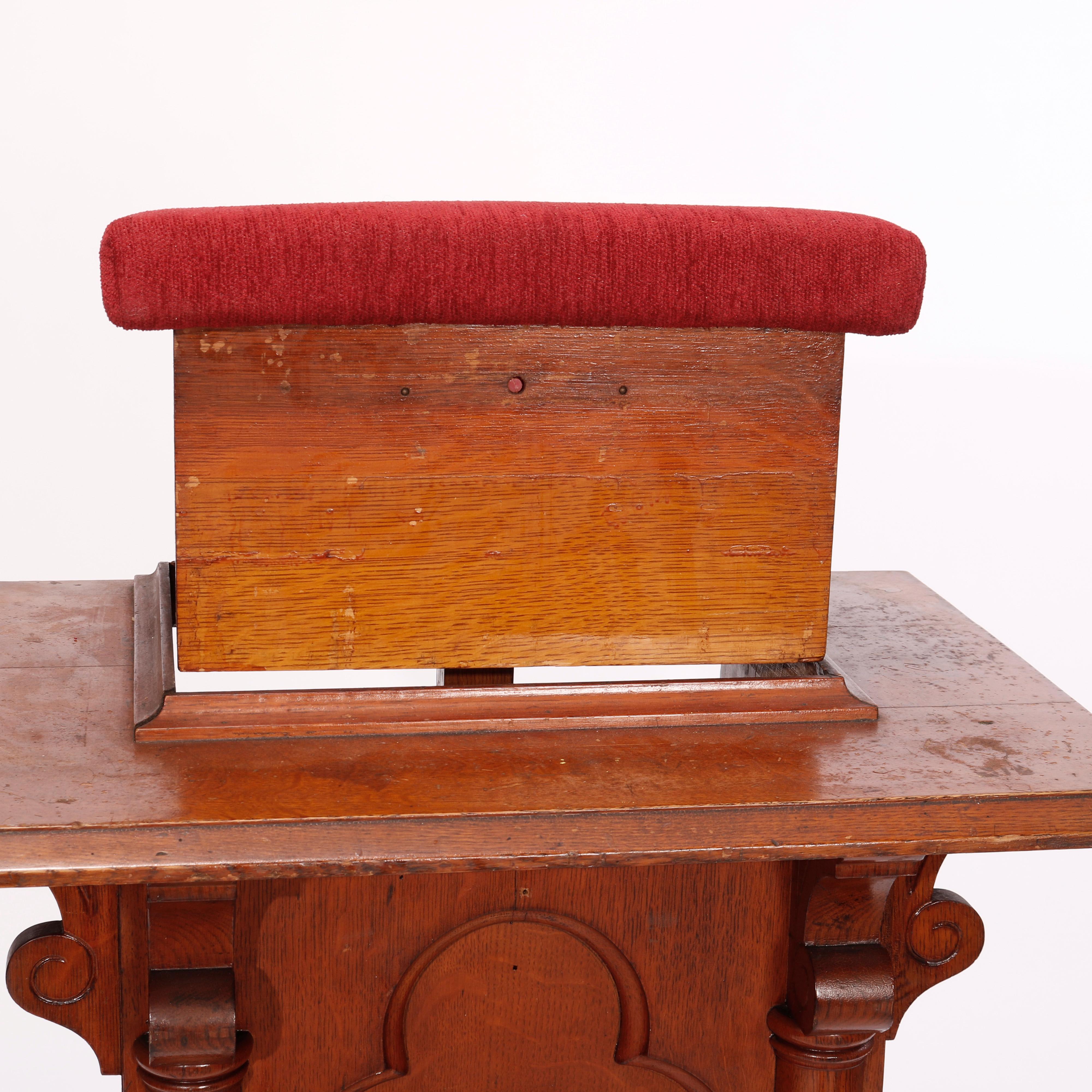 Antique Arts & Crafts Paneled Oak Adjustable Presentation Lectern Podium, c1900 1