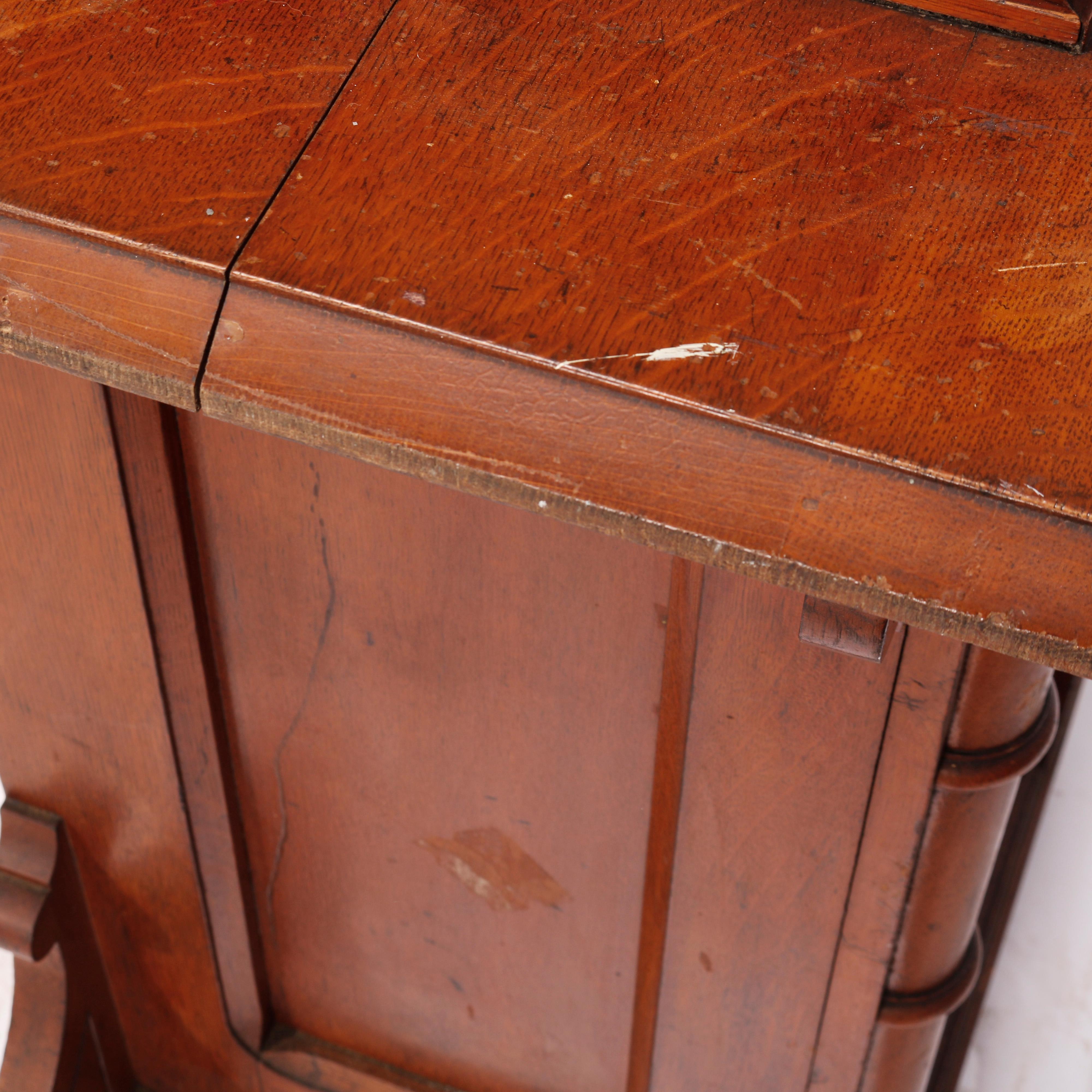 Antique Arts & Crafts Paneled Oak Adjustable Presentation Lectern Podium, c1900 4