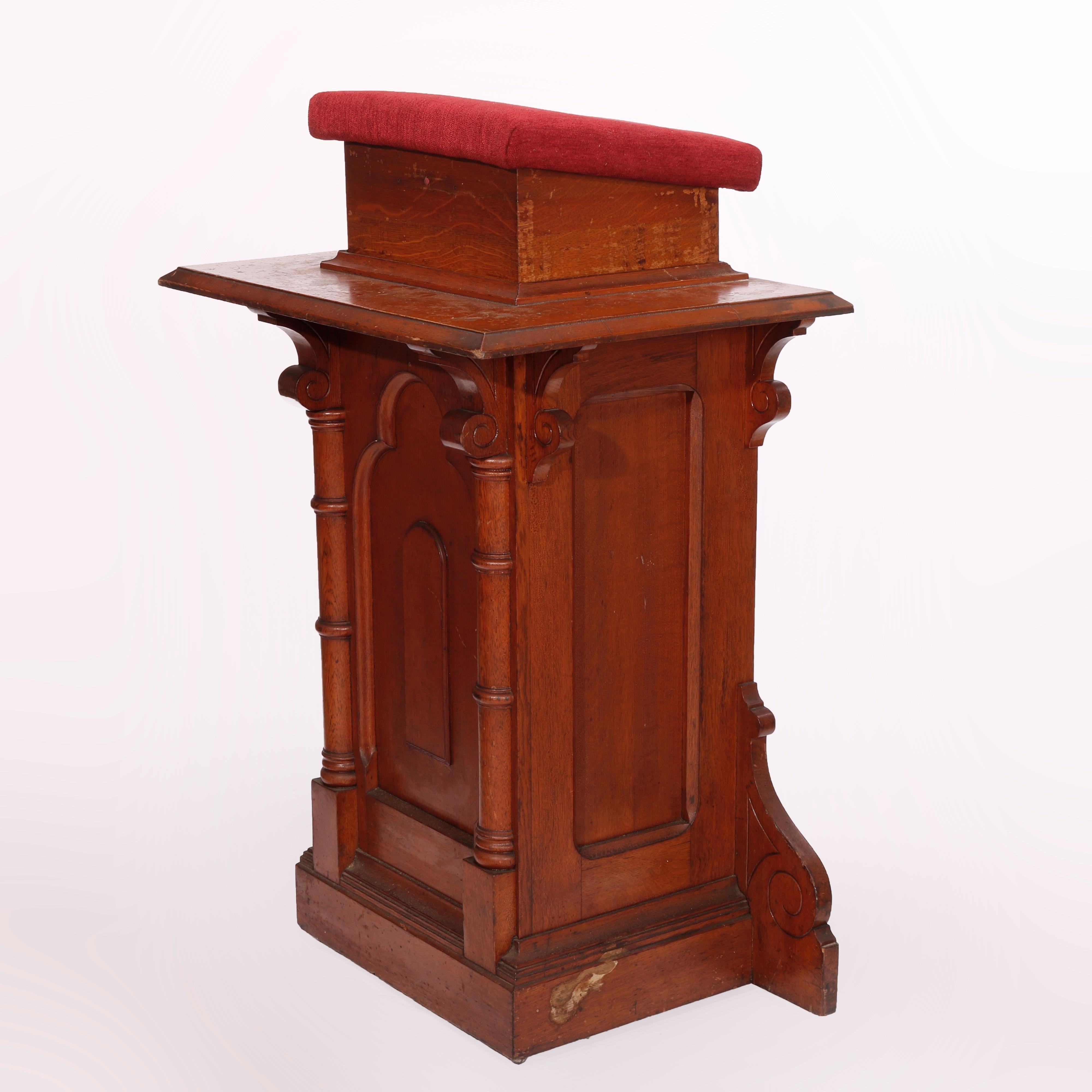 Arts and Crafts Antique Arts & Crafts Paneled Oak Adjustable Presentation Lectern Podium, c1900