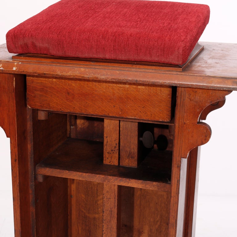 Antique Arts and Crafts Paneled Oak Adjustable Presentation Lectern