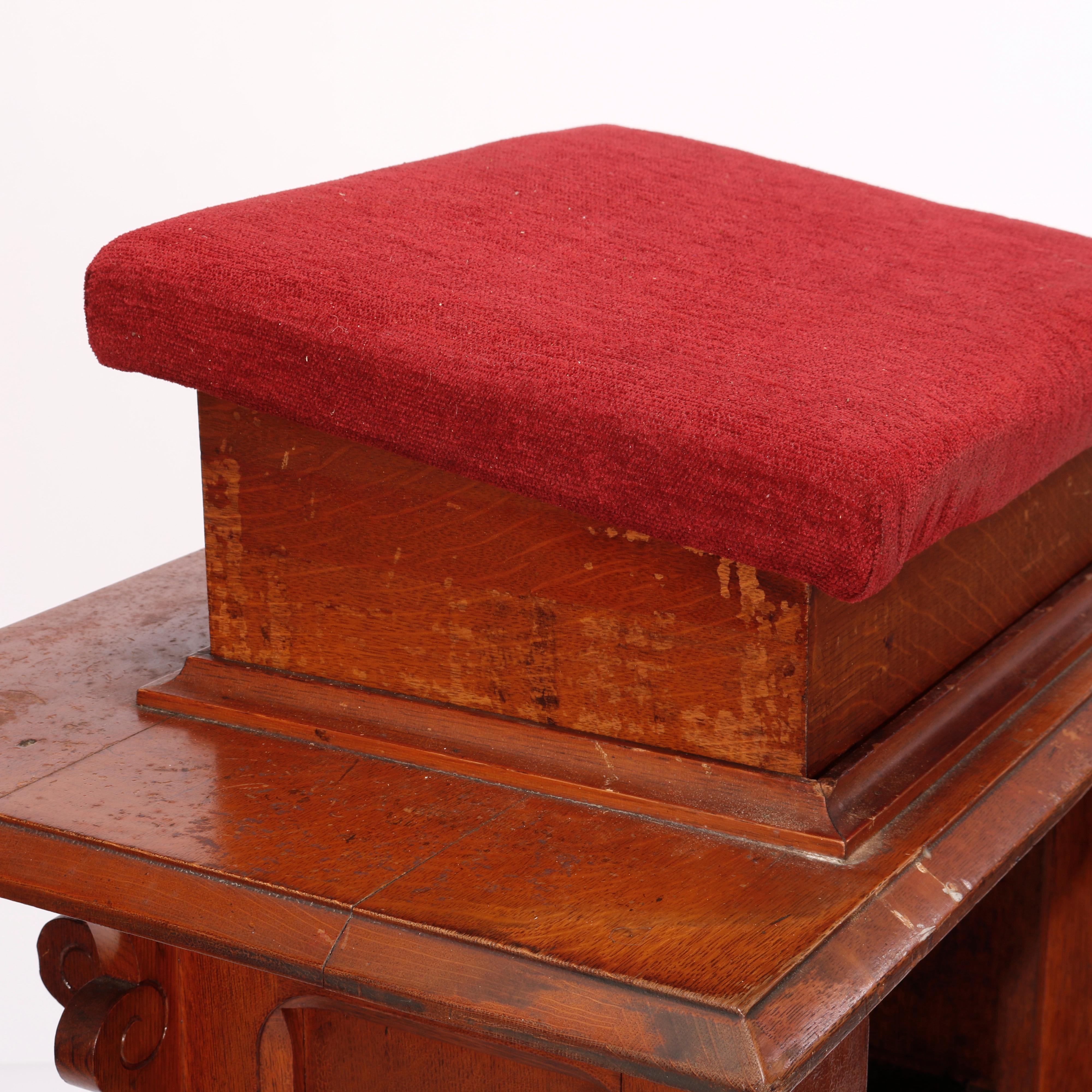 20th Century Antique Arts & Crafts Paneled Oak Adjustable Presentation Lectern Podium, c1900