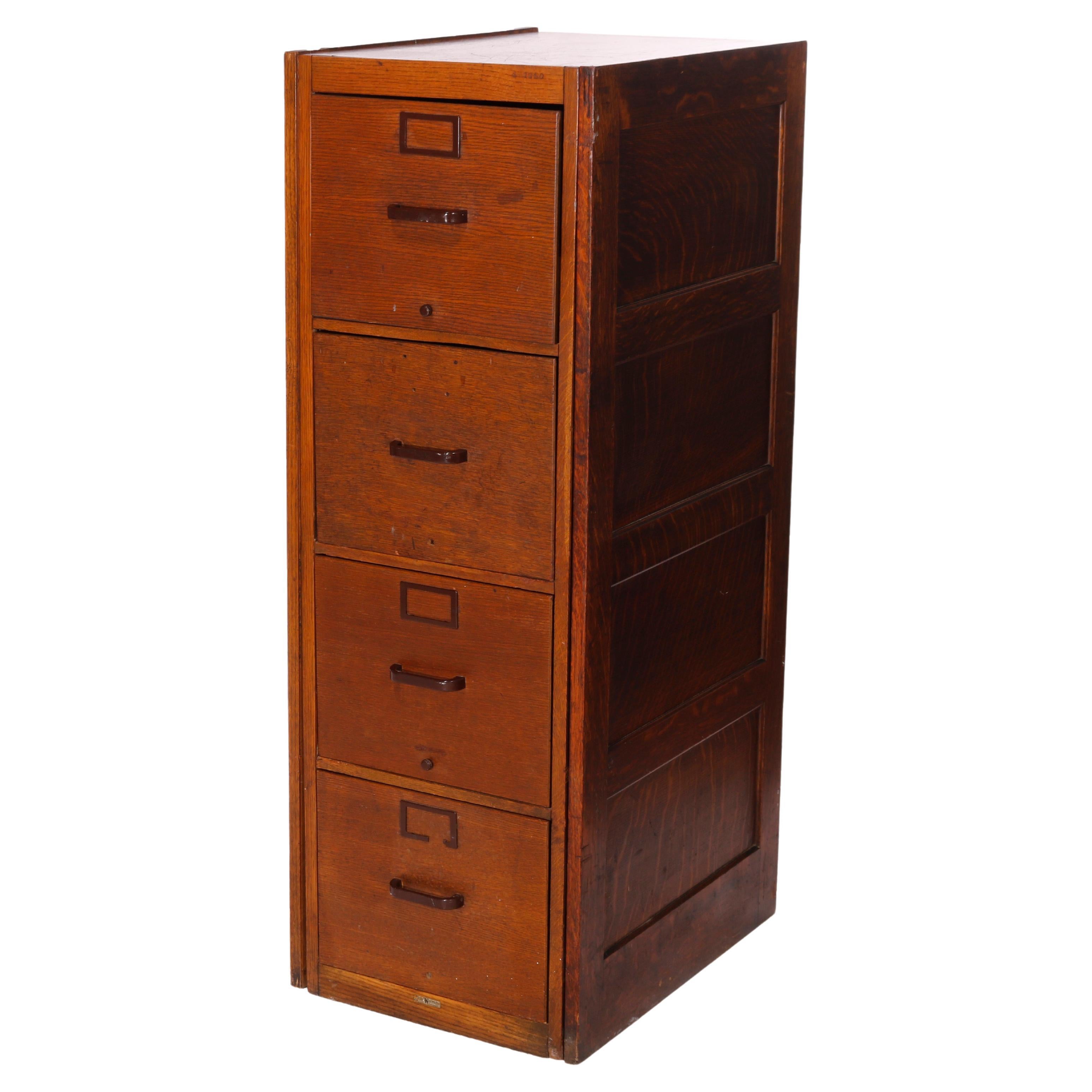 Antique Oak Filing With Original Brass Hardware at 1stDibs