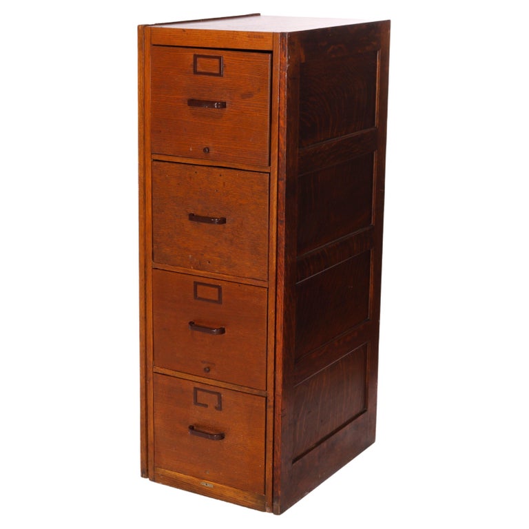 Antique Arts and Crafts Paneled Oak Filing C1910 at 1stDibs