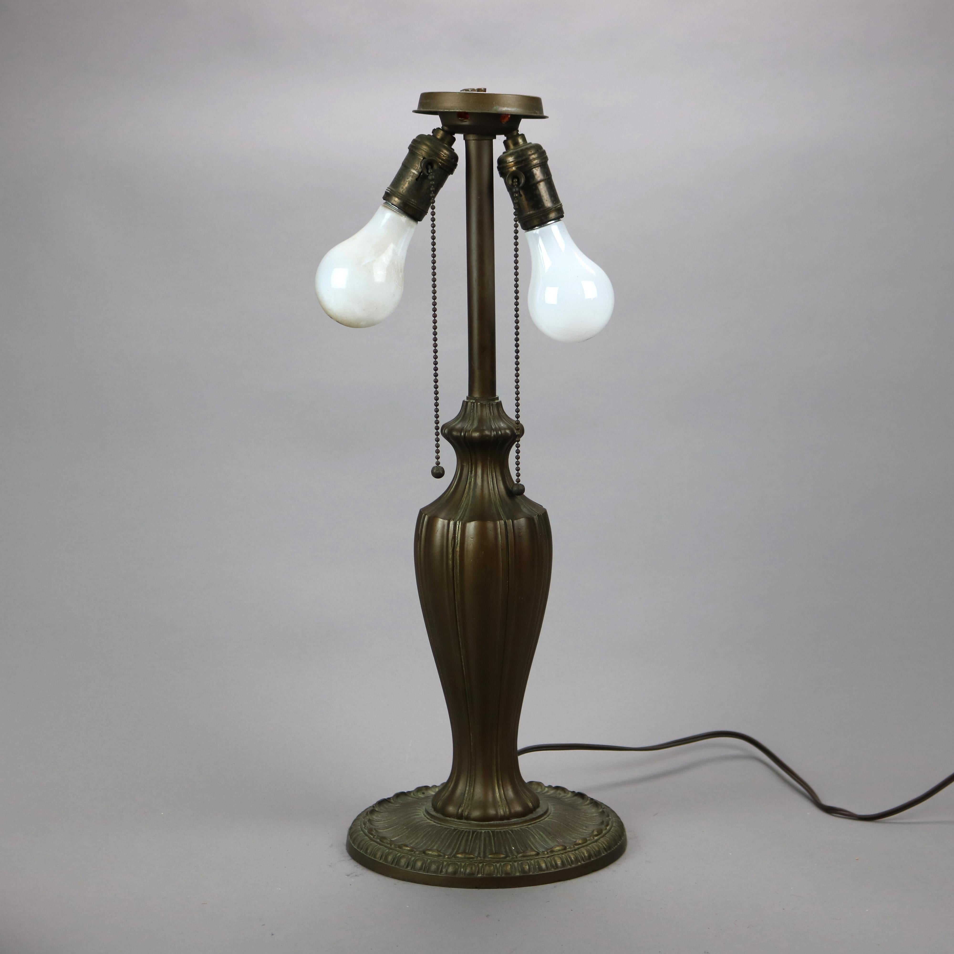 Antique Arts & Crafts Phoenix Reverse Painted Lamp with Farm & Chickens, c1920 3