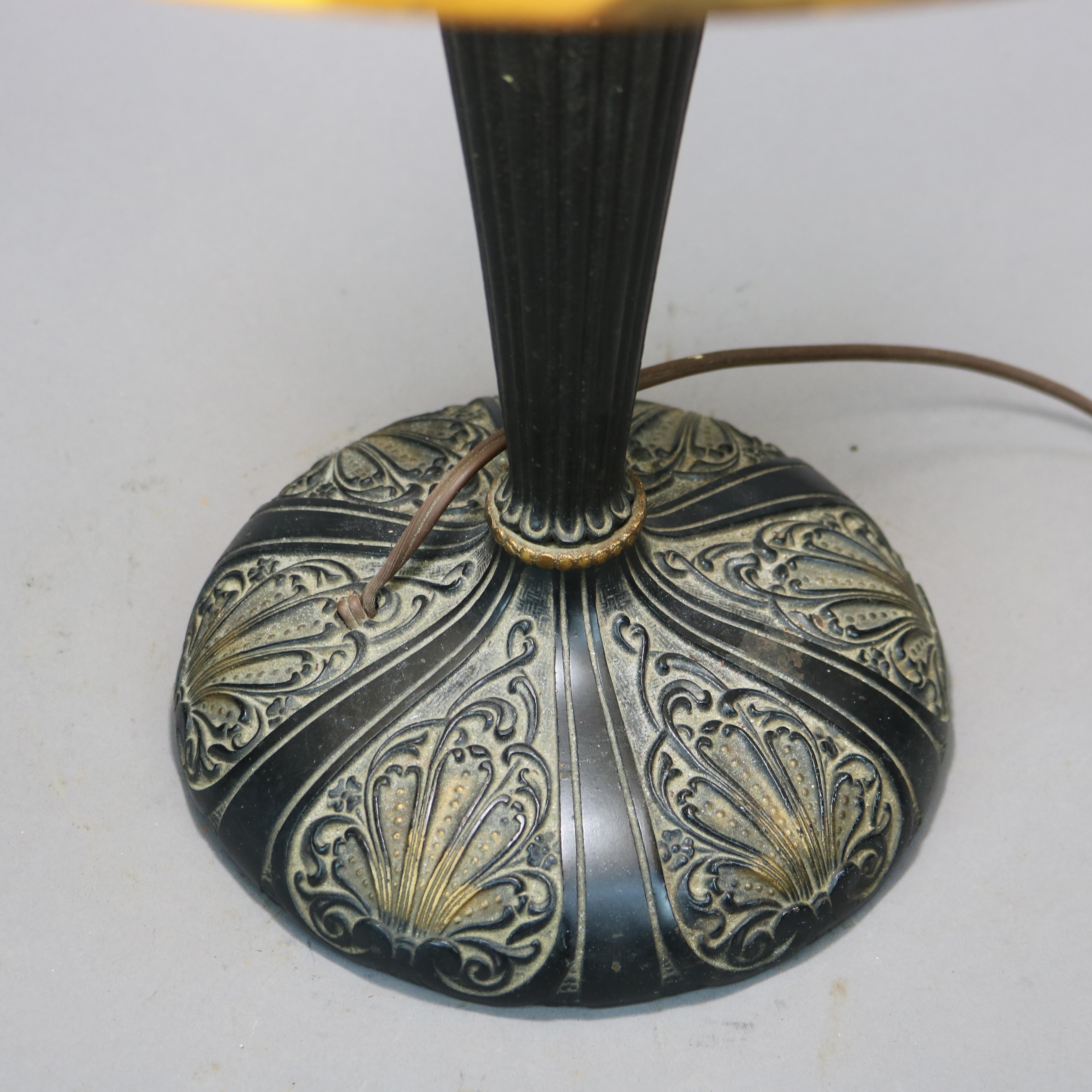 Antique Arts & Crafts Phoenix Reverse Painted Landscape Table Lamp, Circa 1920 3