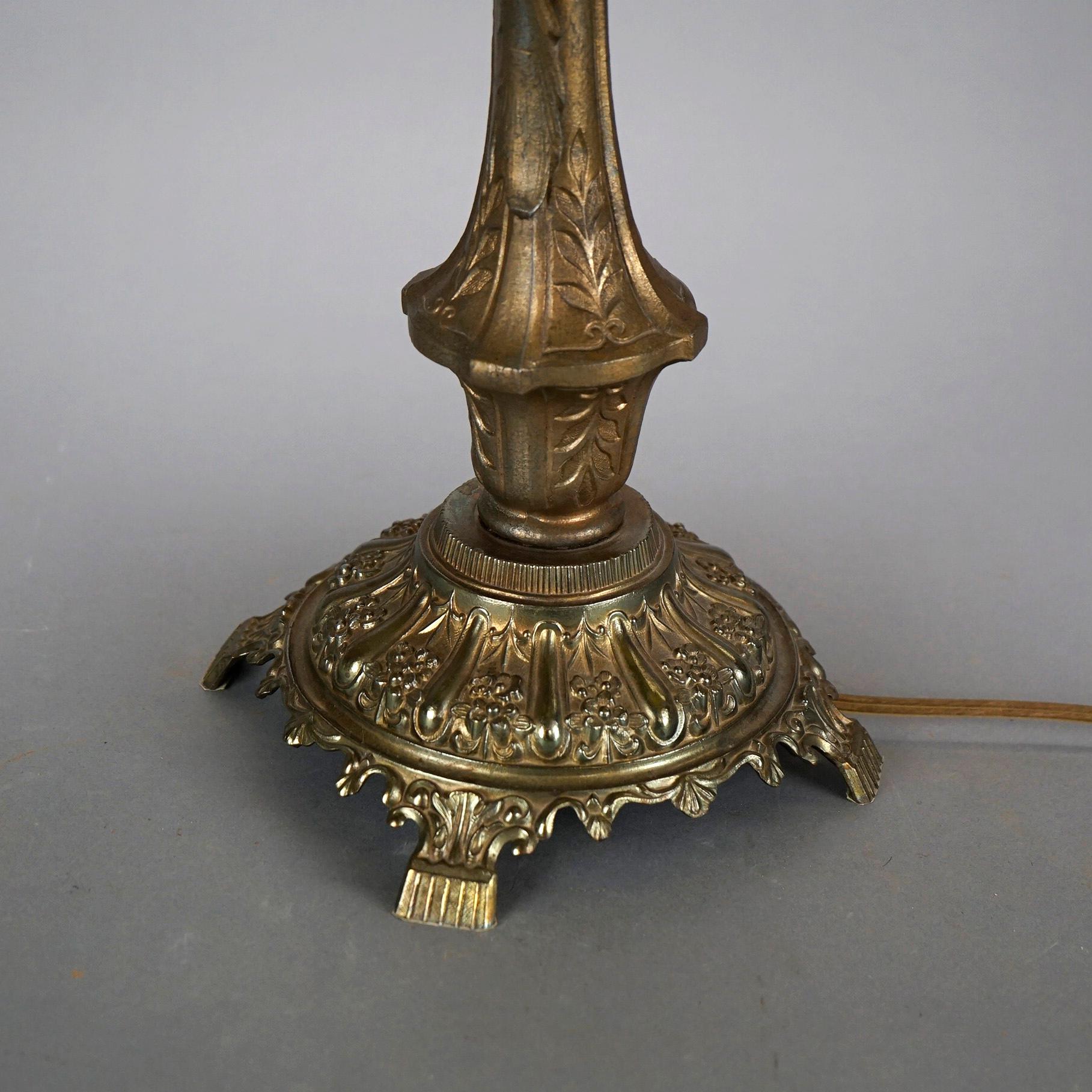 Antique Arts & Crafts Phoenix Reverse Painted Scenic Table Lamp, Circa 1920 1