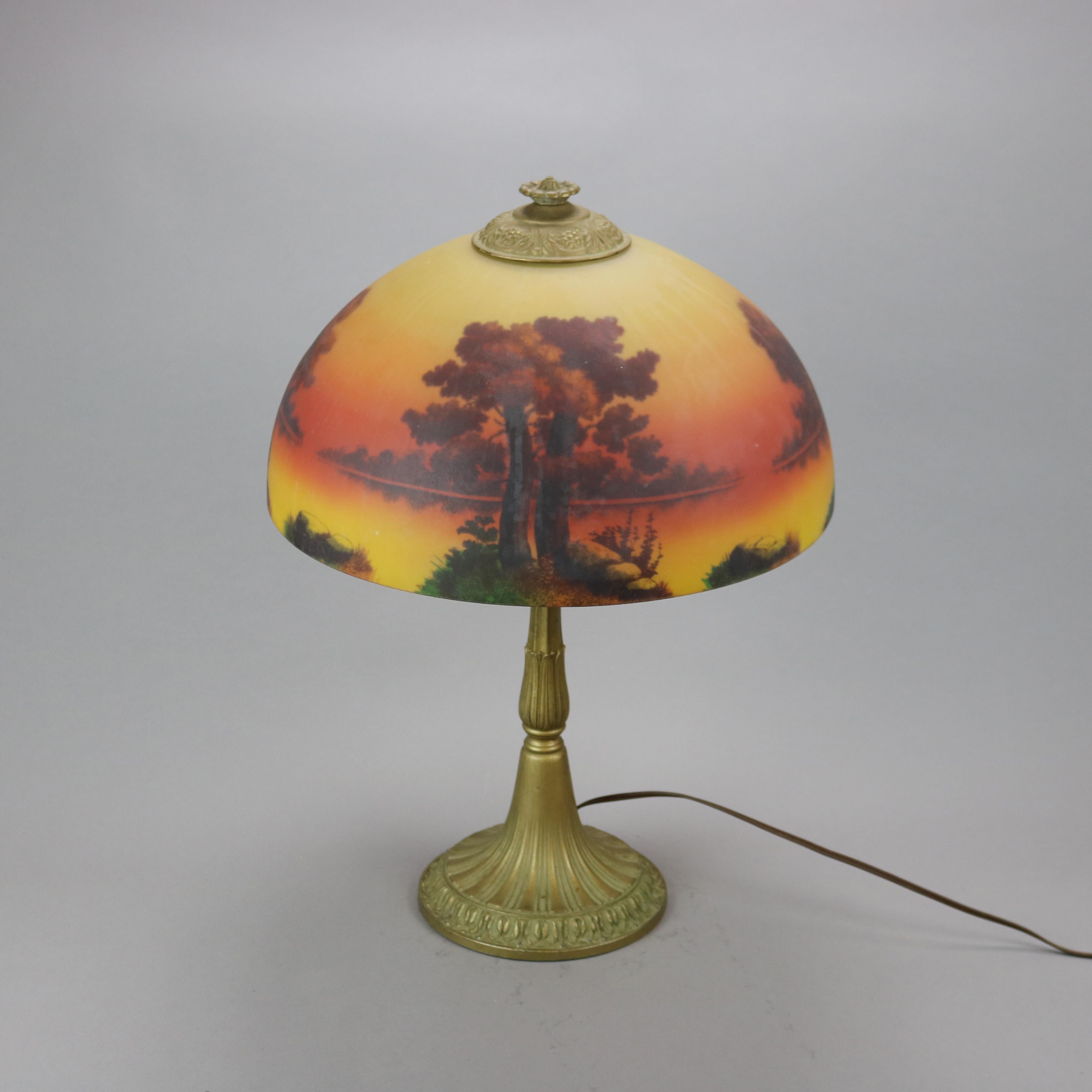 phoenix reverse painted lamp