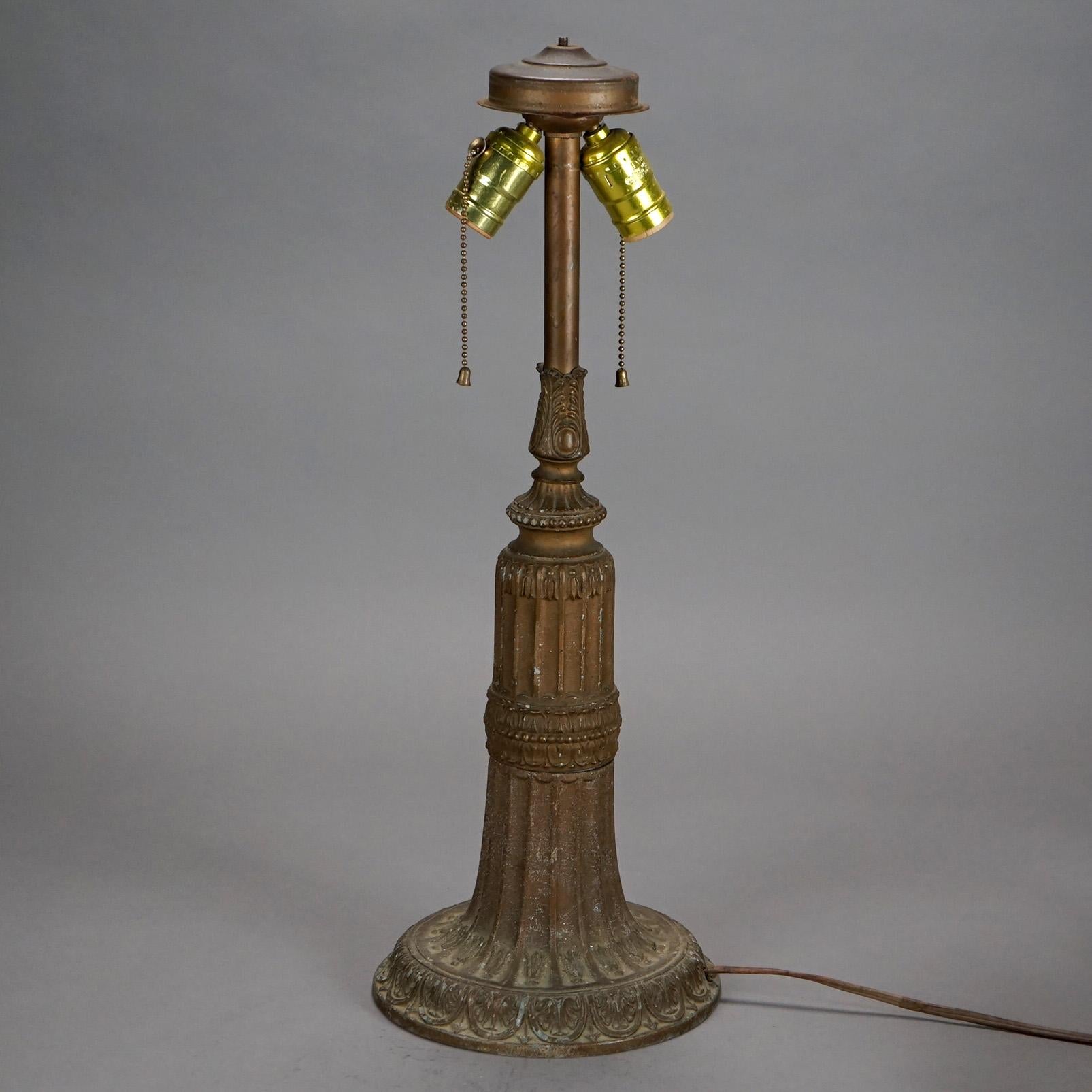 Antique Arts & Crafts Phoenix School Reverse Painted Landscape Table Lamp C1920 1