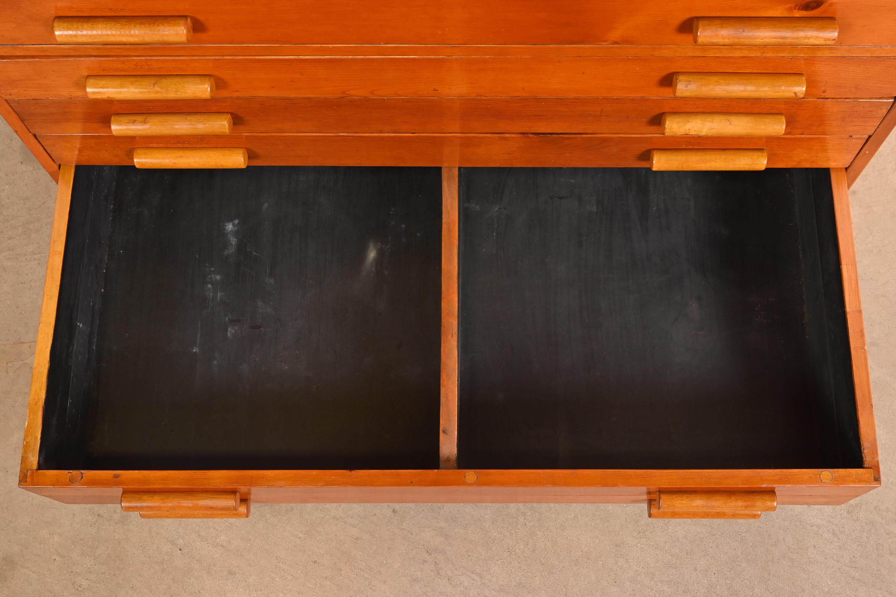 Classeur à dossier plat à 10 tiroirs pour plans d'architecte, en pin ancien, de style Antiques & Craft en vente 1