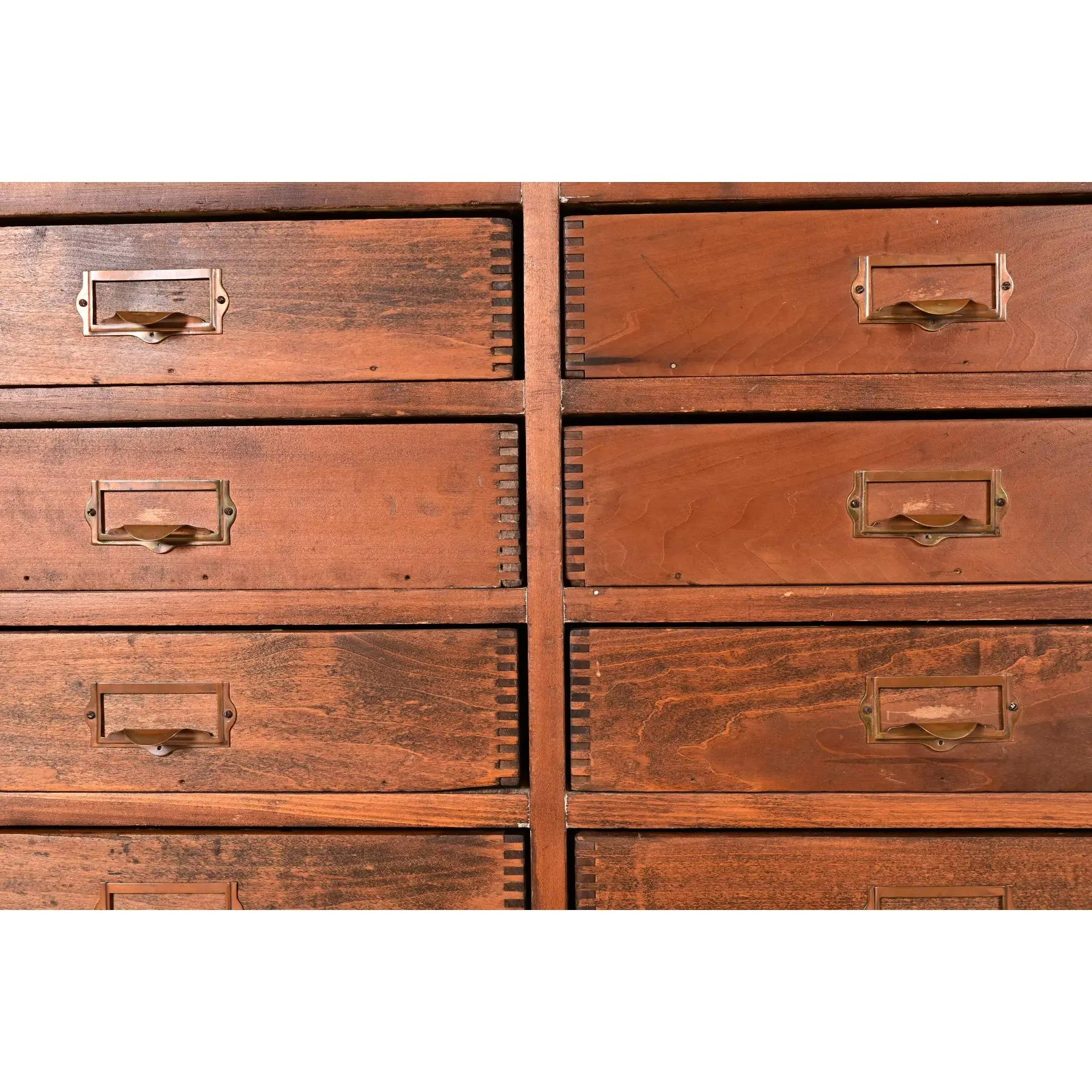 Antique Arts & Crafts Pine 20-Drawer Filing Cabinet or Apothecary Cabinet For Sale 1