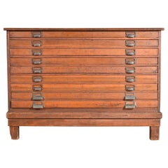 Antique Arts & Crafts Pine Architect's Blueprint Flat File Cabinet, Circa 1900