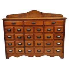 Antique Arts & Crafts Pine Wood 27 Drawer Apothecary File Cabinet Sideboard