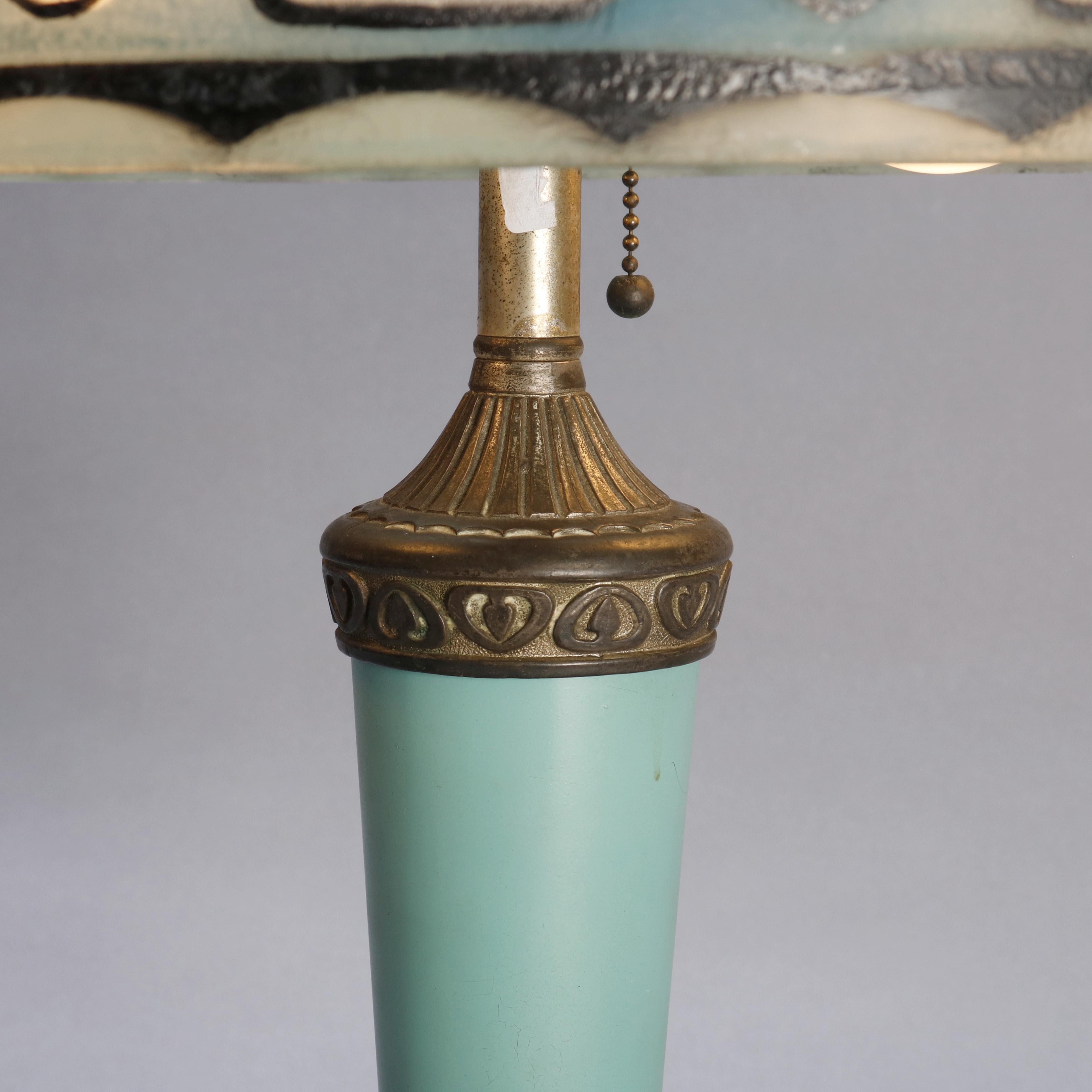 Arts and Crafts Antique Arts & Crafts Pittsburgh Reverse Painted Lamp, circa 1920
