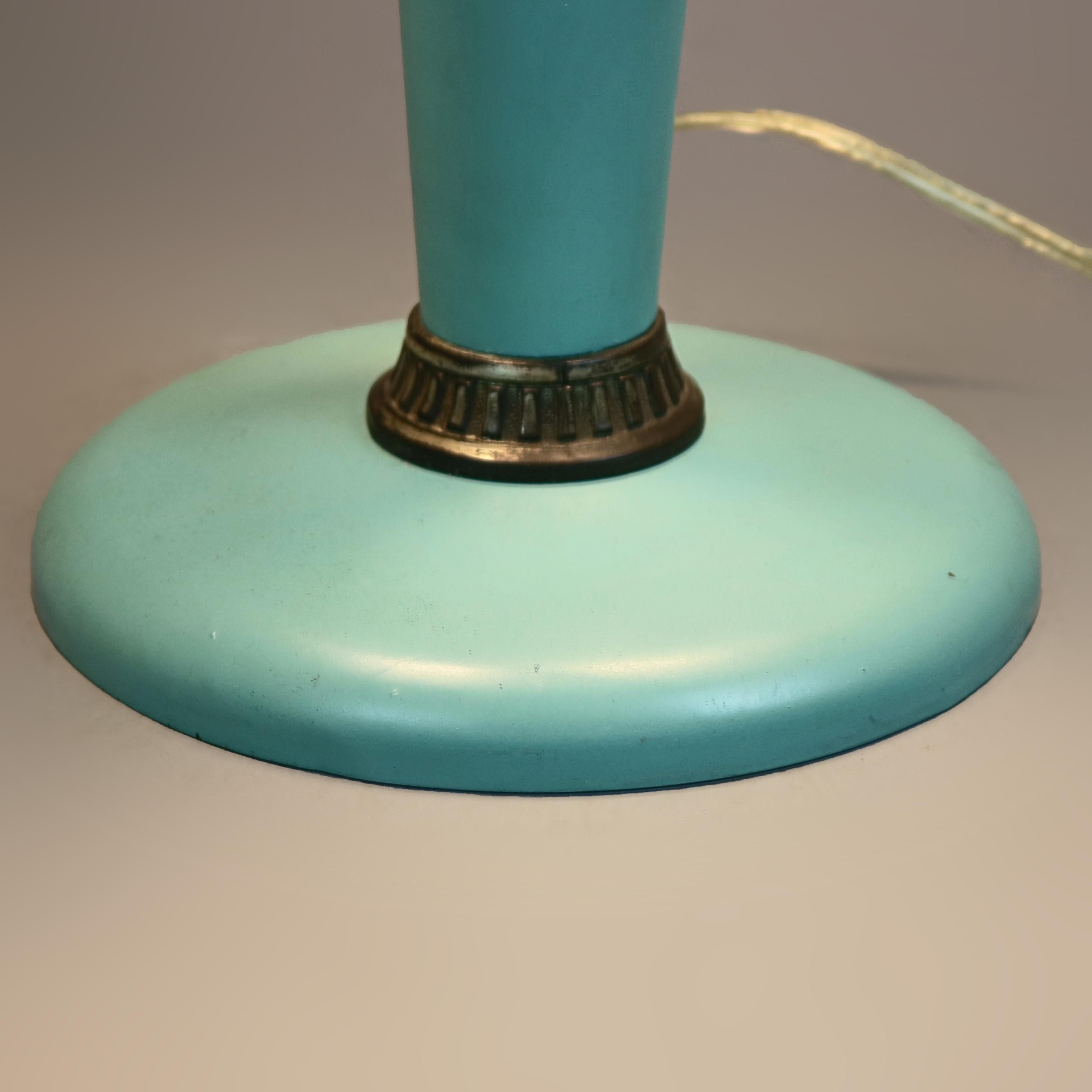 Antique Arts & Crafts Pittsburgh Reverse Painted Lamp, circa 1920 In Good Condition In Big Flats, NY