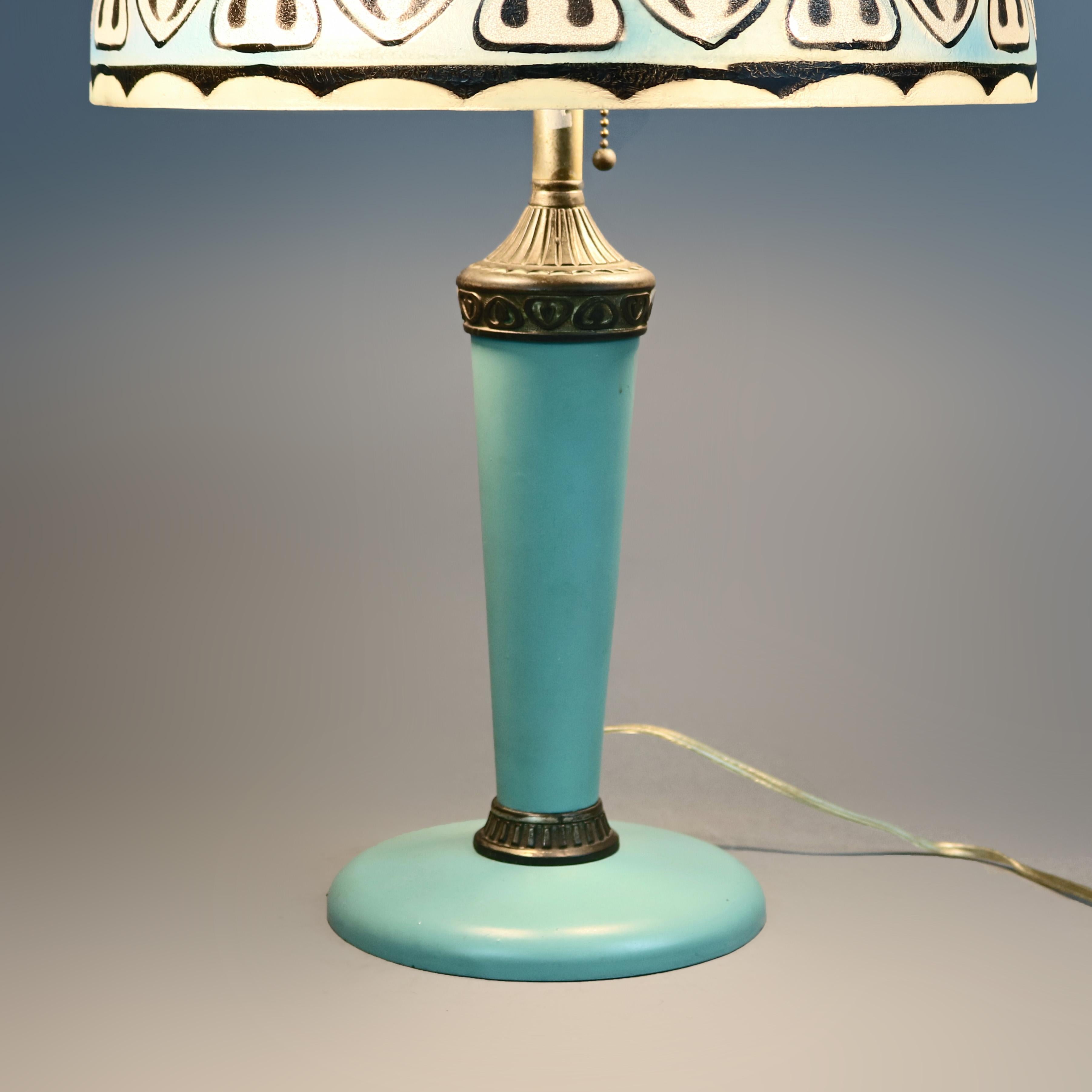 20th Century Antique Arts & Crafts Pittsburgh Reverse Painted Lamp, circa 1920